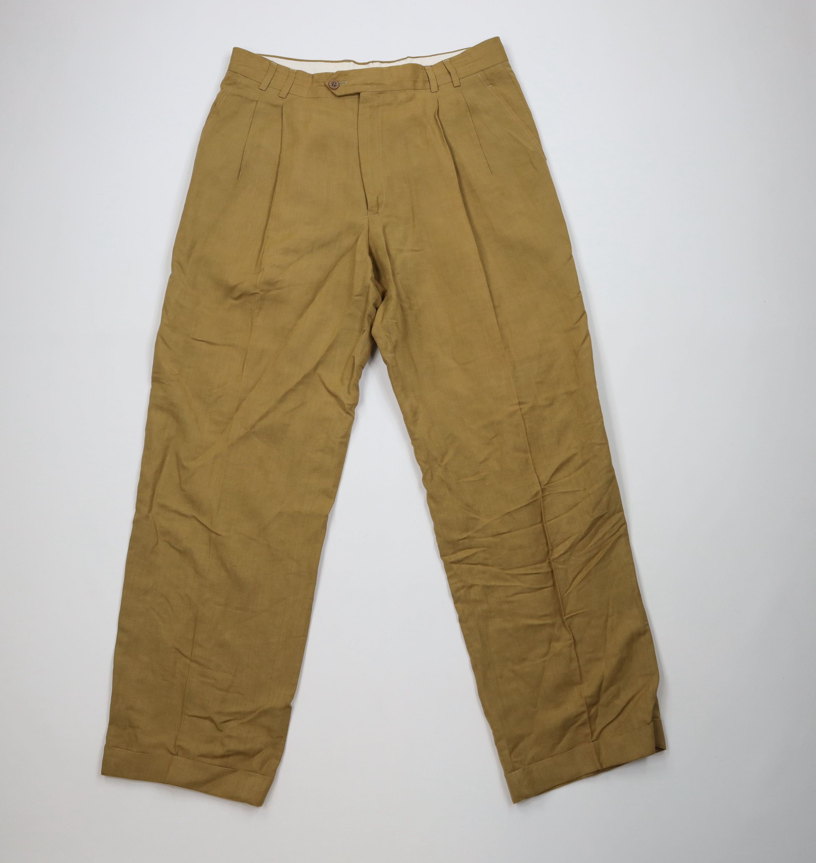 Vintage Vintage 90s Streetwear Cuffed Wide Leg Chino Pants Brown Size US 34 / EU 50 - 1 Thumbnail