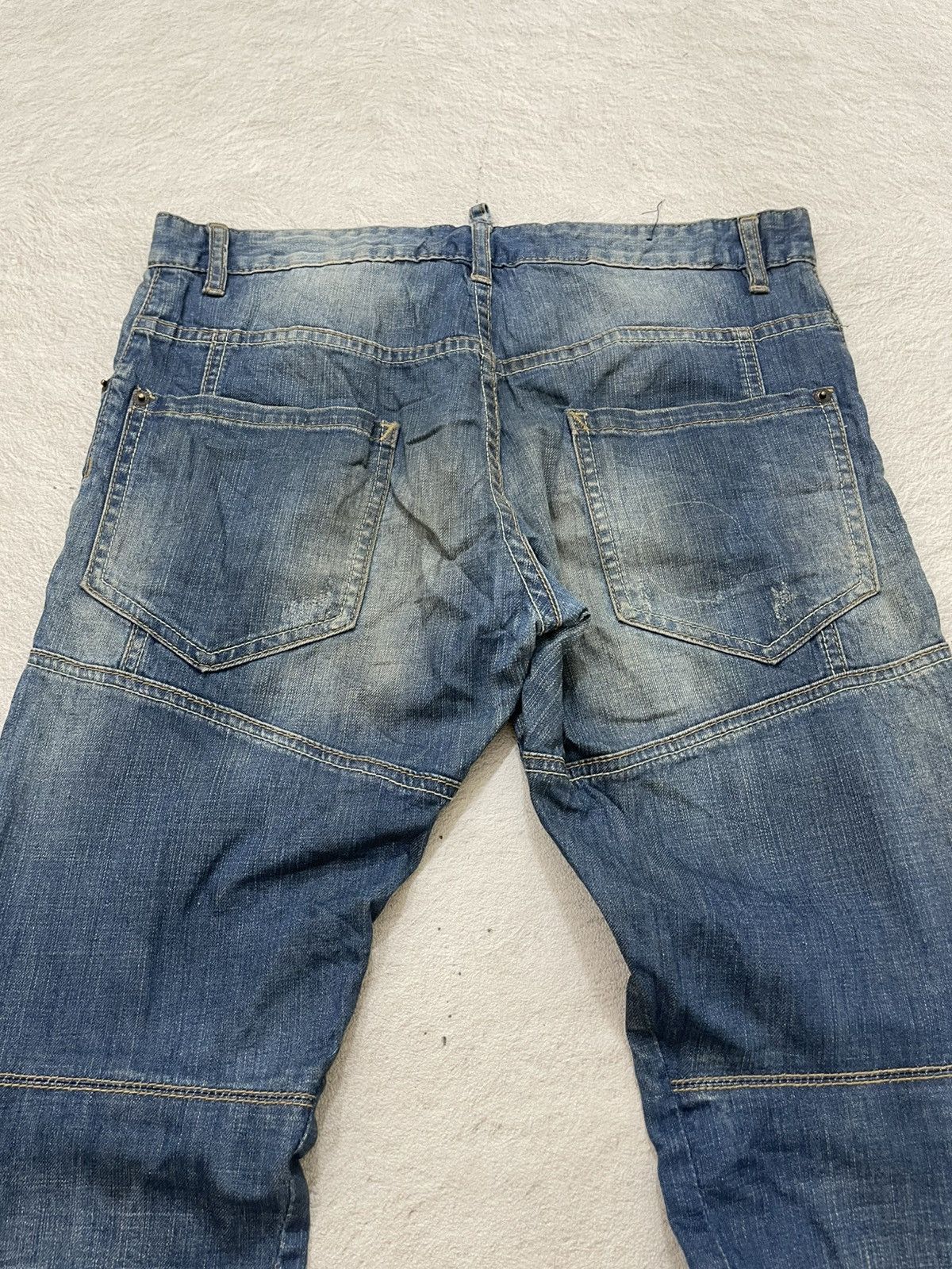 Japanese Brand 2000s Dsquared Patchwork Denim Ripped Mudwash Jeans Y2K Size US 33 - 10 Thumbnail