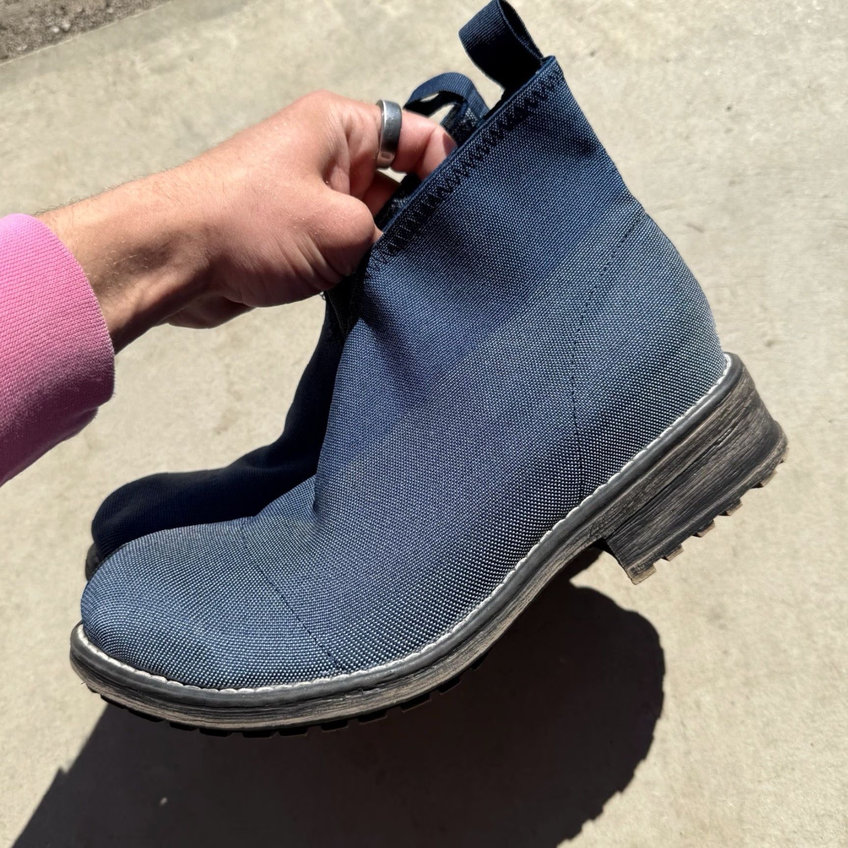 Vintage VINTAGE The Rambla Boot Boot Women Ankle Pull On Navy Blue 10 Stretch Cotton Blend Machine Washable Size US 10 / IT 40 - 6 Thumbnail