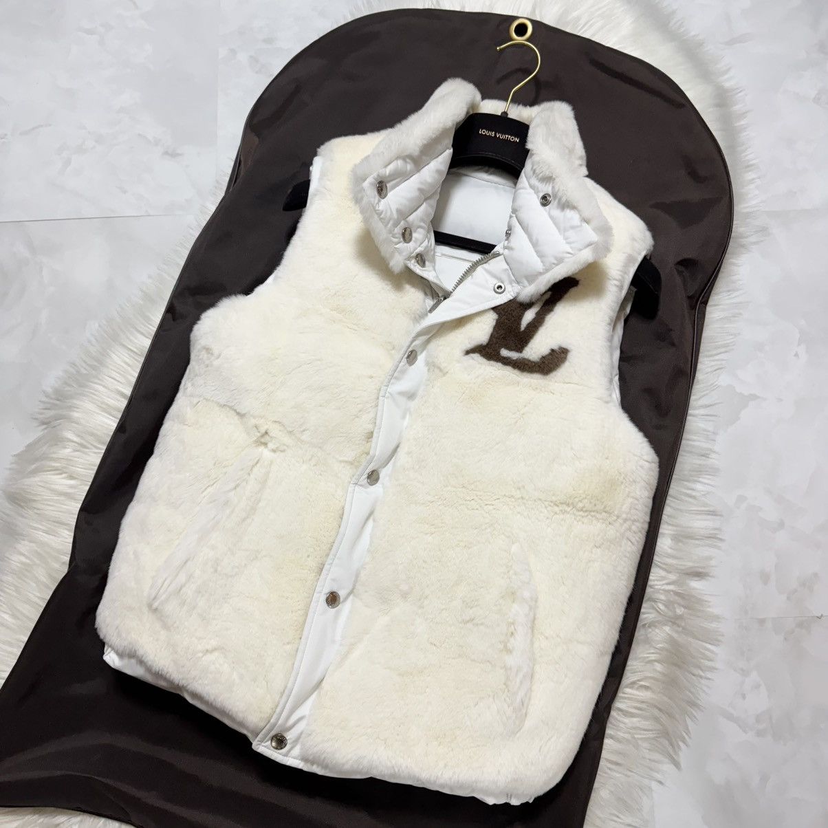 Runway Louis Vuitton Rabbit Fur Reversible Down Vest