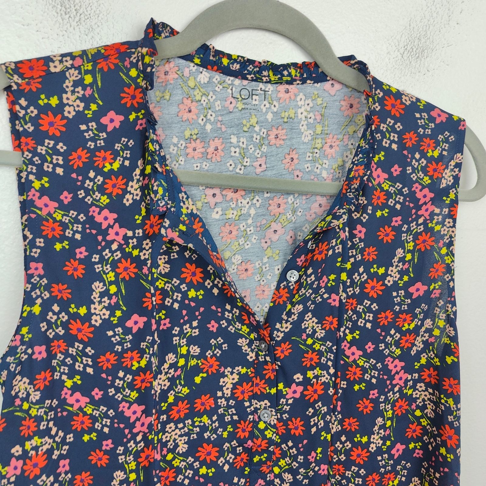 Other Loft Tank Top Womens Small Blue Floral Print NWT Size S / US 4 / IT 40 - 2 Thumbnail