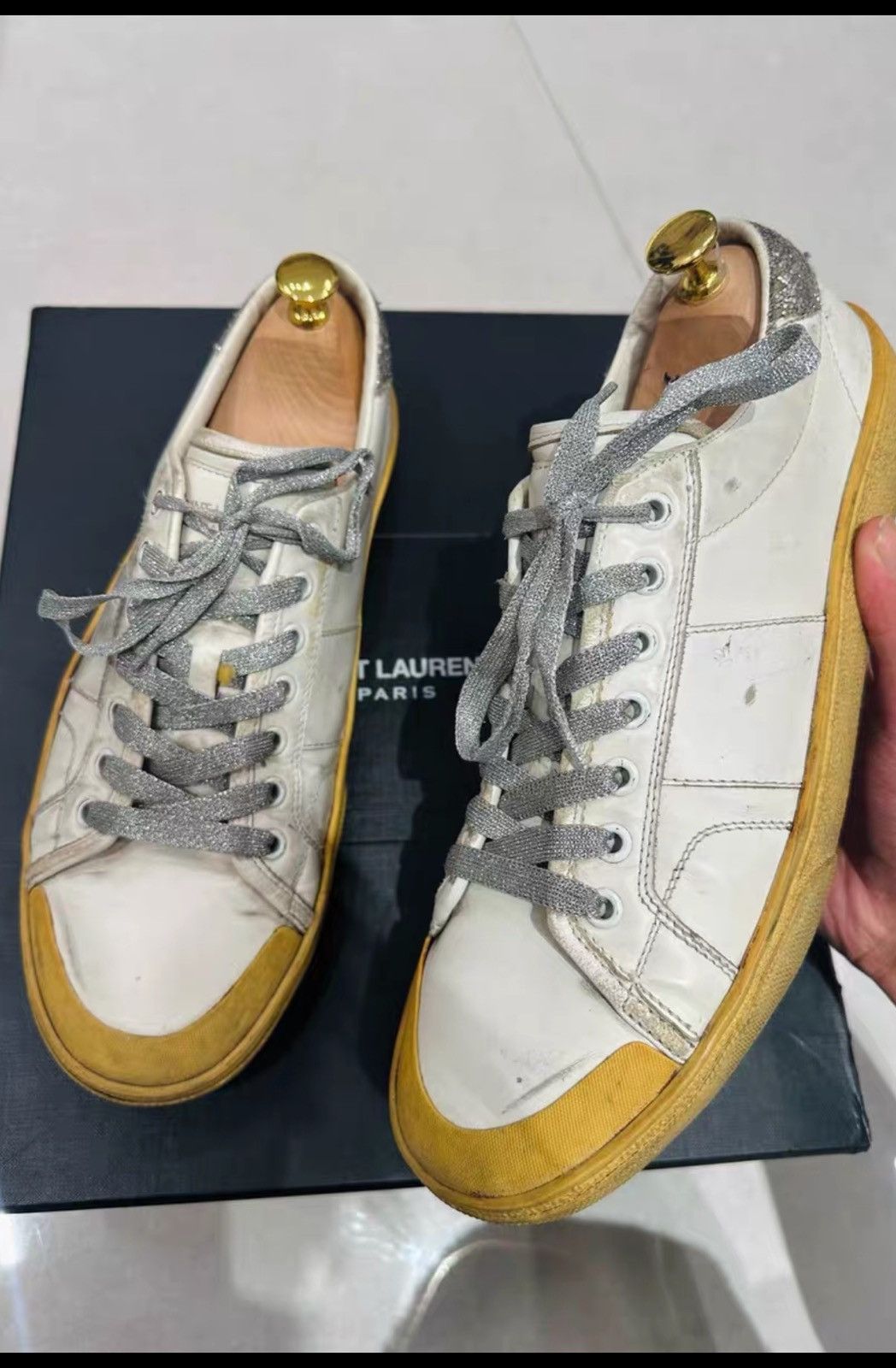 Saint Laurent Paris Saint Laurent SLP 2016SS SL37 Distressed Low-Top Sneakers Size US 10 / EU 43 - 1 Thumbnail