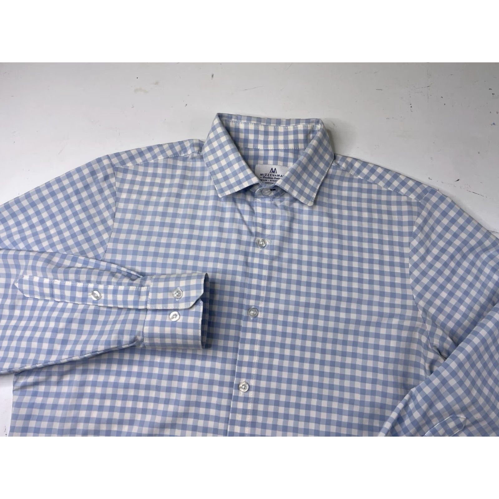 Mizzen+Main Mizzen+Main Shirt Button-Up Long Sleeve Check Blue Blue - Men’s Medium Regular 52% Polyester 48% Spandex Breather Dress Shirt Business Casual Travel Size US M / EU 48-50 / 2 - 2 Thumbnail