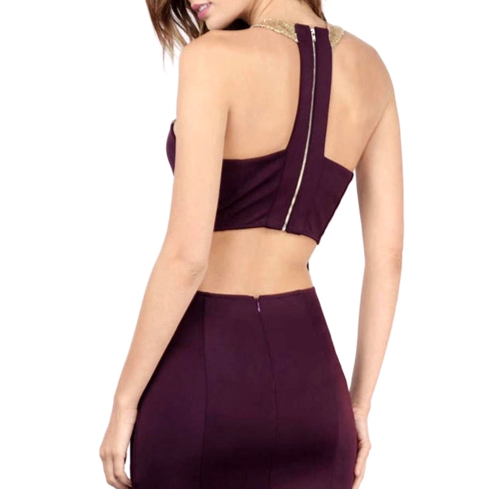 Other Tobi Cut Out Back Mini Cocktail Dress Purple Gold - size M Size M / US 6-8 / IT 42-44 - 4 Thumbnail