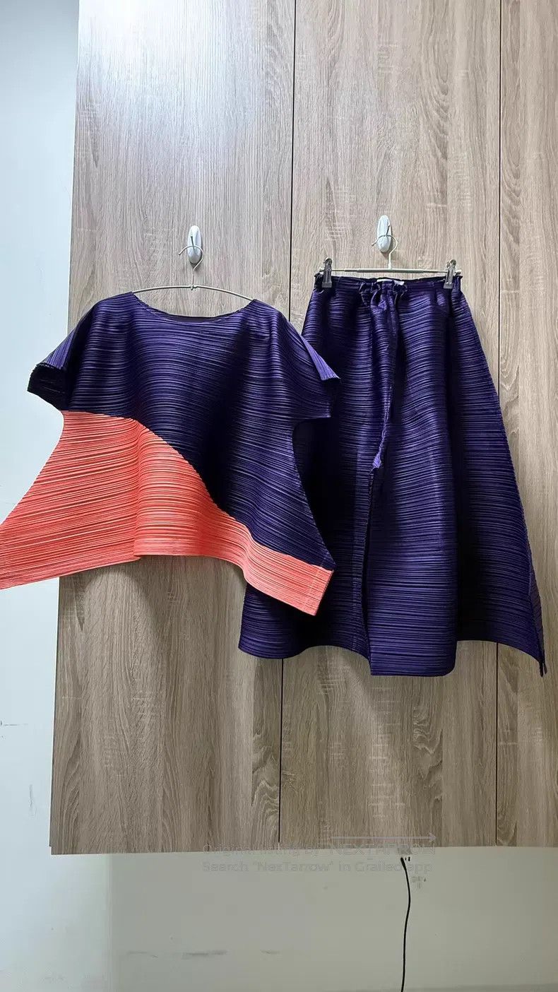 Issey Miyake Issey Miyake Pink & Purple Color-block Top Size L / US 10 / IT 46 - 1 Thumbnail