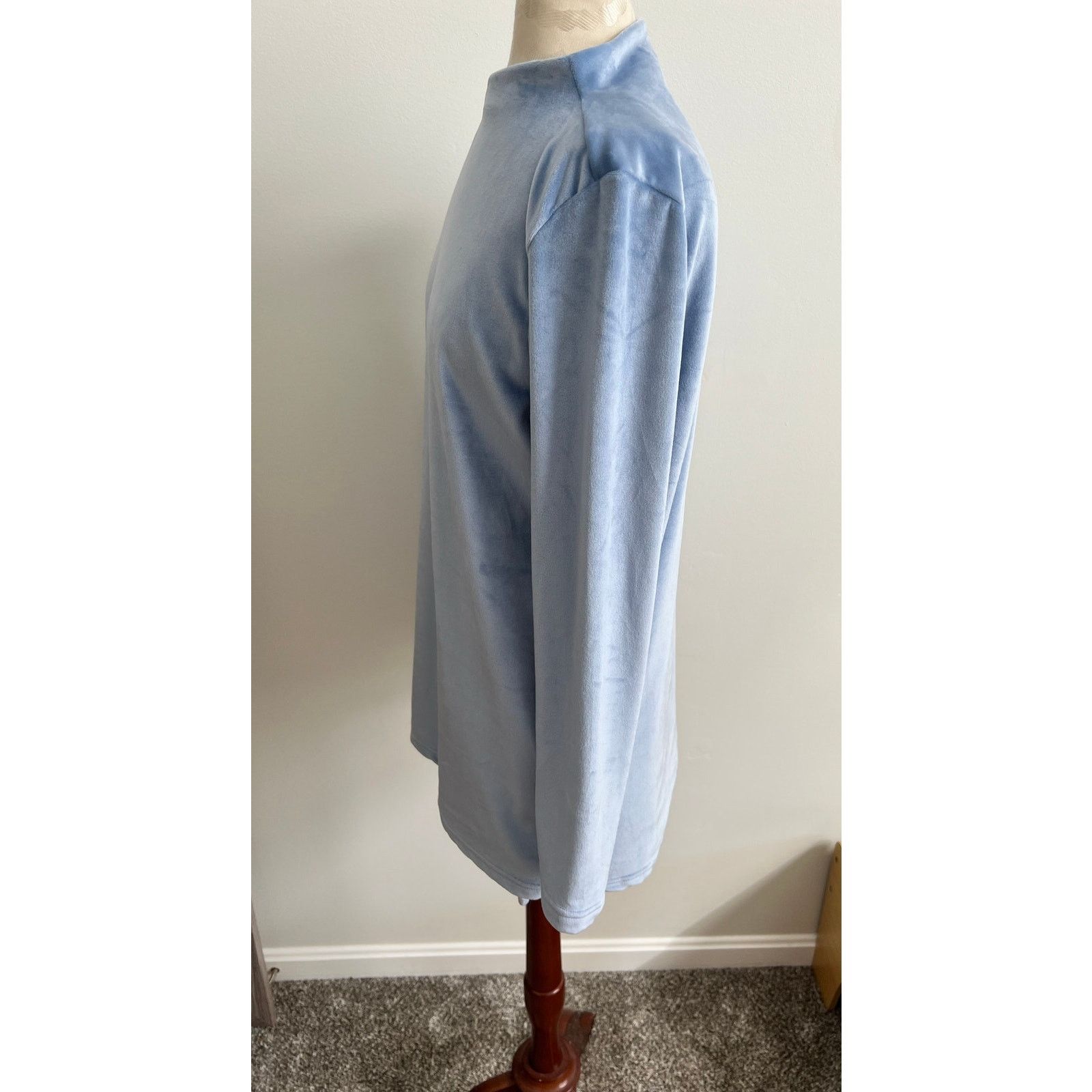 Lands' End Lands End Mock Neck Velvet Blouse Petite Medium Size M / US 6-8 / IT 42-44 - 4 Thumbnail