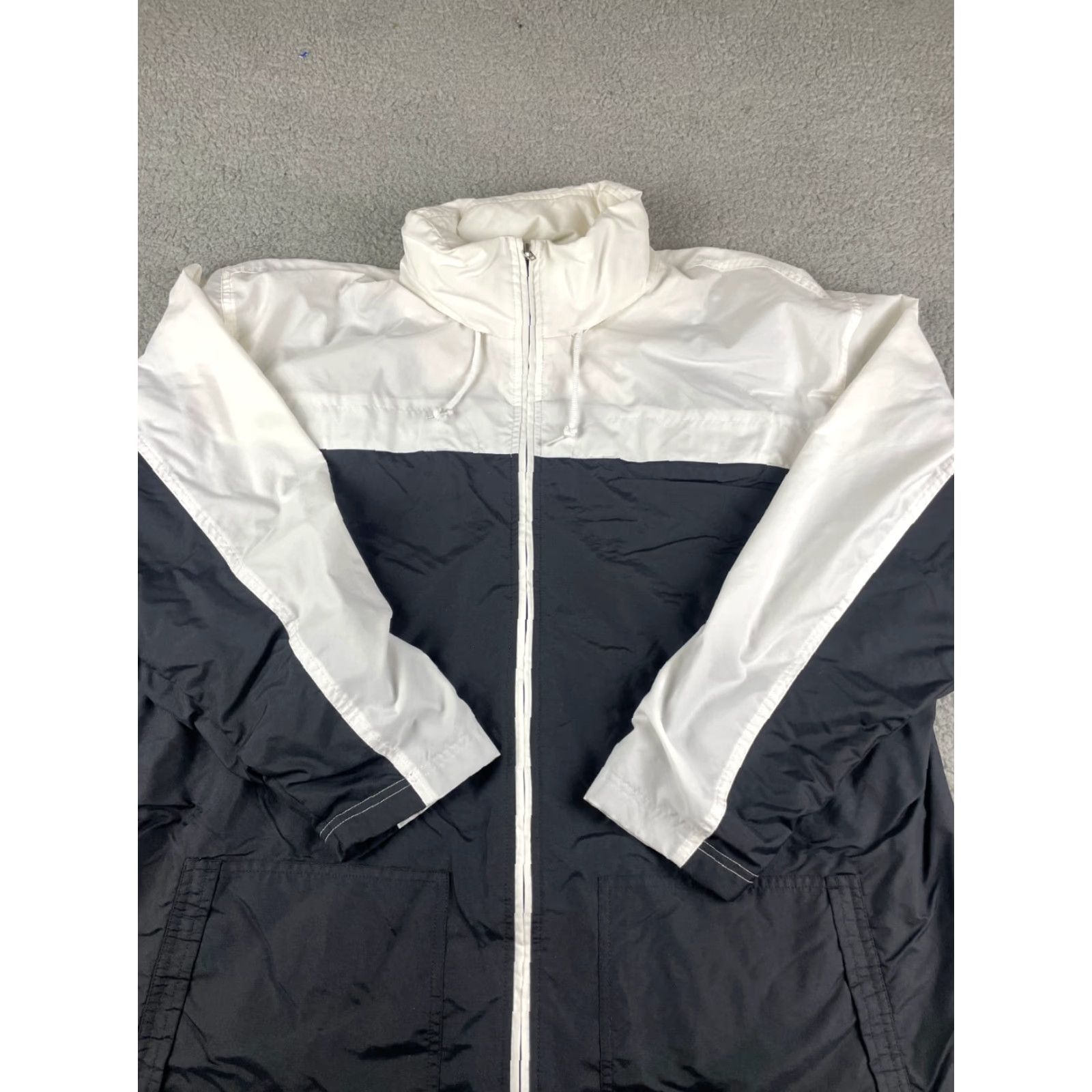 Nike VINTAGE Nike Jacket Mens L Black White Full Zip 90s Swoosh Nike Air Tracksuit Full Zip Jacket Size 42R - 2 Thumbnail
