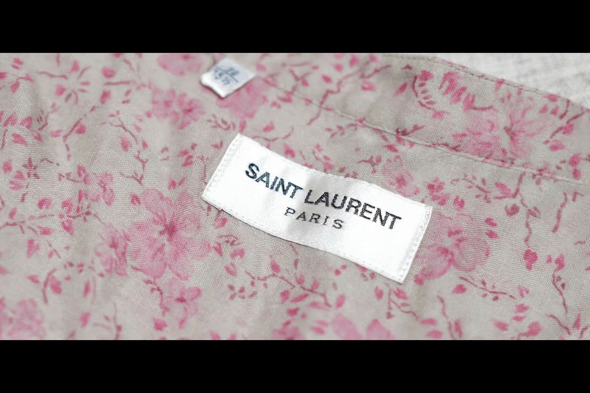 Saint Laurent Paris Sz 39 Saint Laurent Paris 15SS Flower Print Stripe Shirt Size US M / EU 48-50 / 2 - 3 Thumbnail