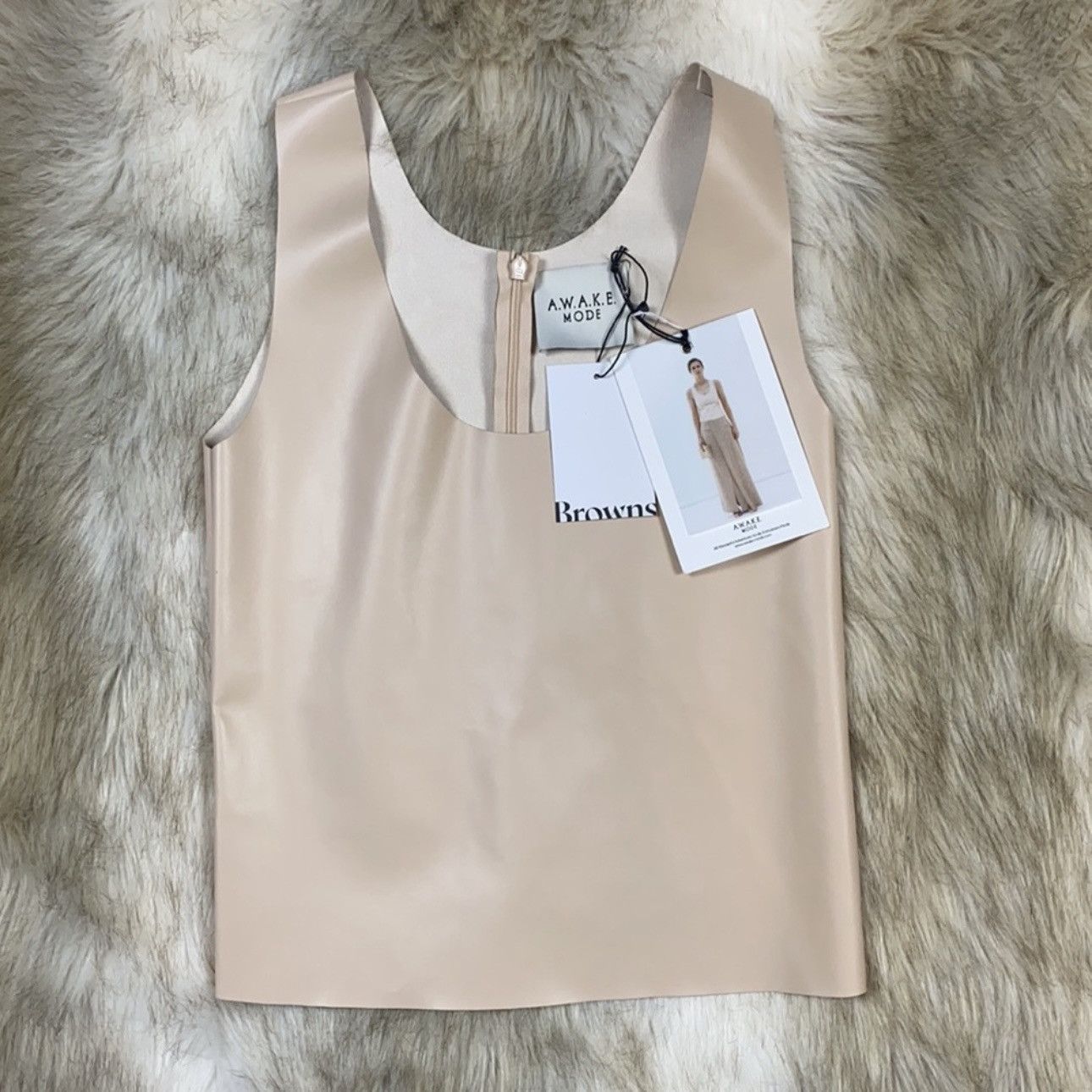 A.W.A.K.E. MODE Faux Leather Tank in Nude Size S / US 4 / IT 40 - 5 Thumbnail
