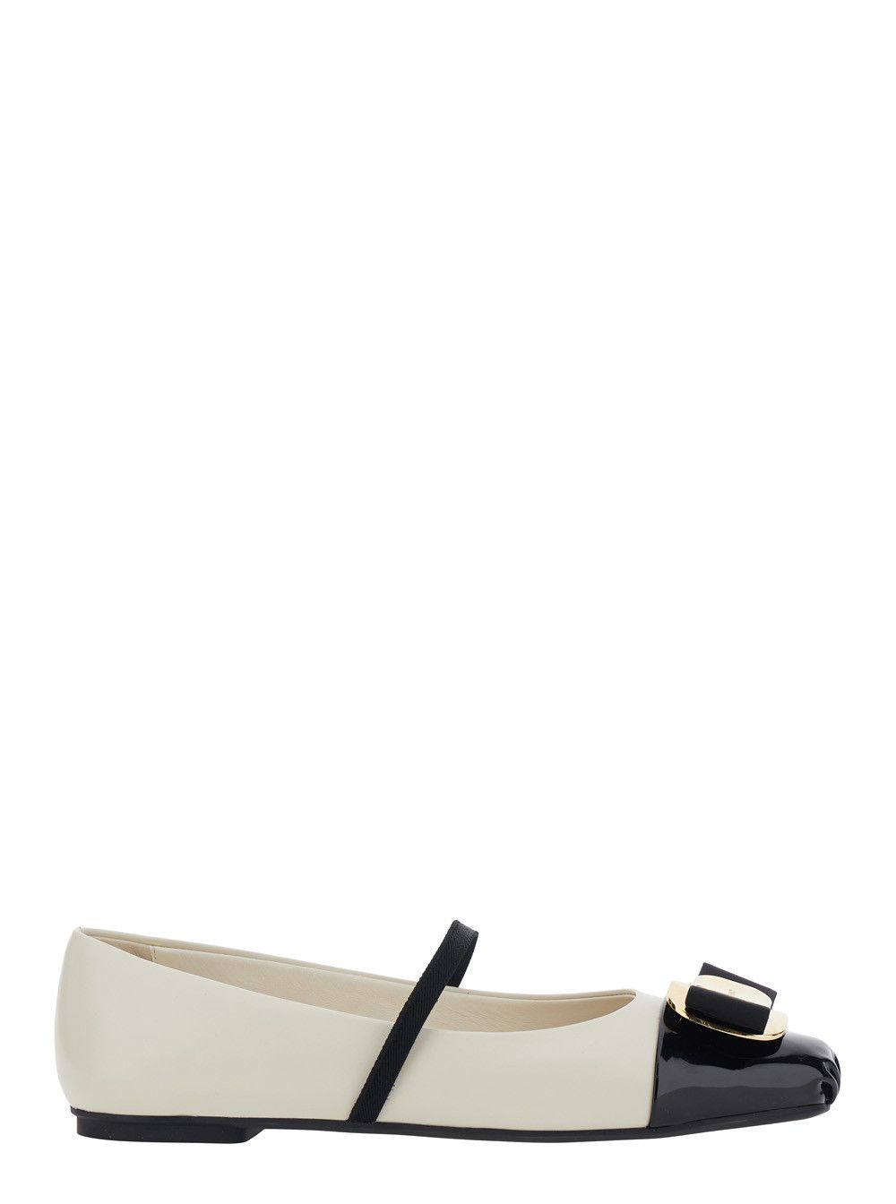Salvatore Ferragamo 'Zina' White Ballet Flats with Band and Knot Detail with Logo on the Front in Leather Woman Size US 8.5 / IT 38.5 - 1 Thumbnail