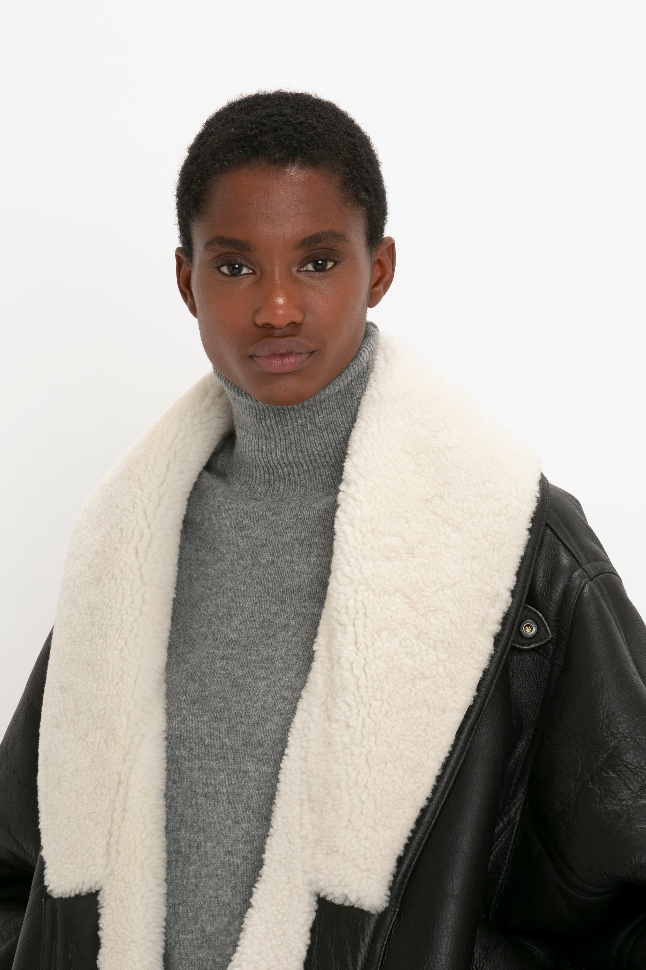 Victoria Beckham o1mle0525 Shearling Jacket in Black Size M / US 6-8 / IT 42-44 - 5 Thumbnail