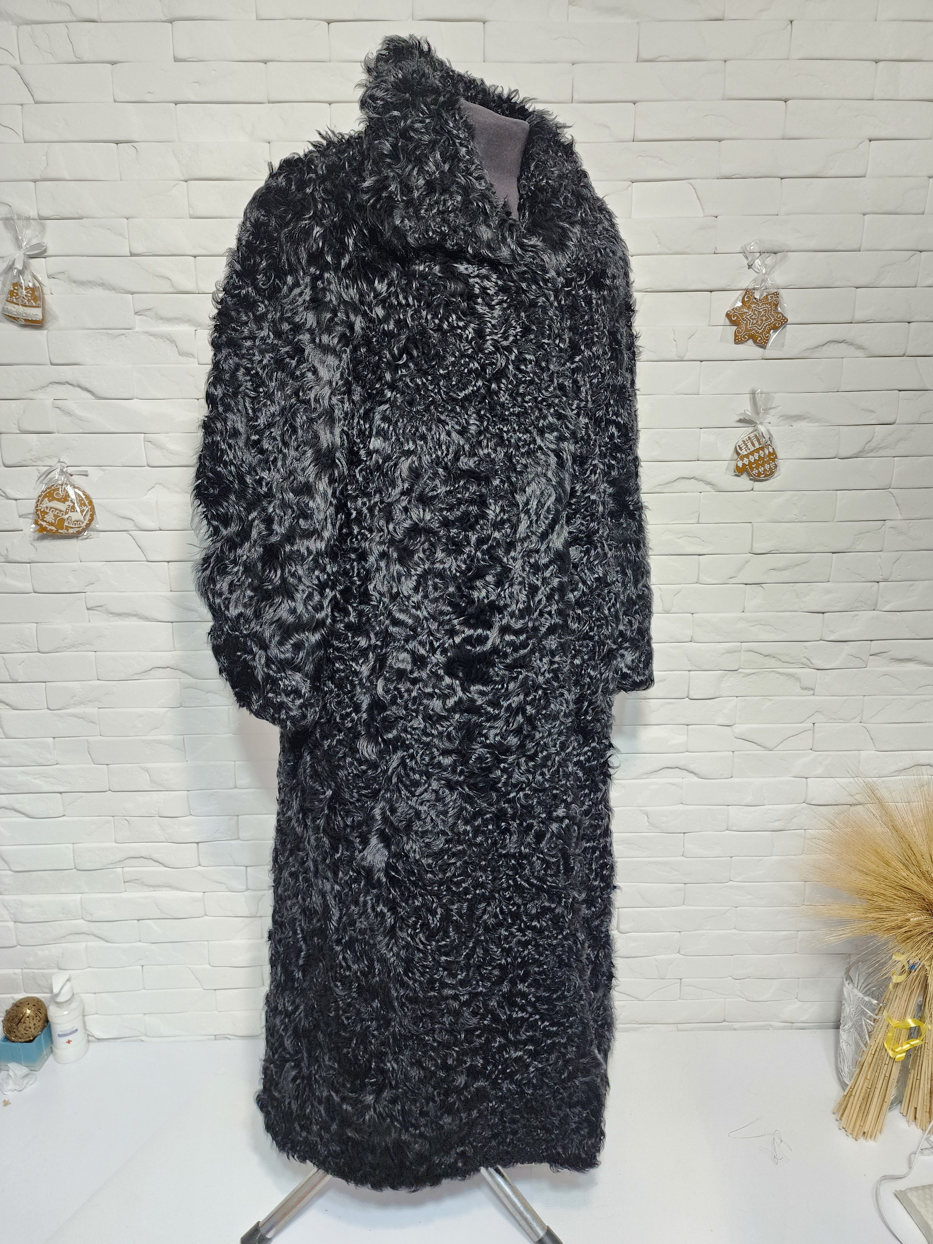 Furla Black Long Goat Fur Coat: Women's Warm Outerwear Size XL / US 12-14 / IT 48-50 - 3 Thumbnail