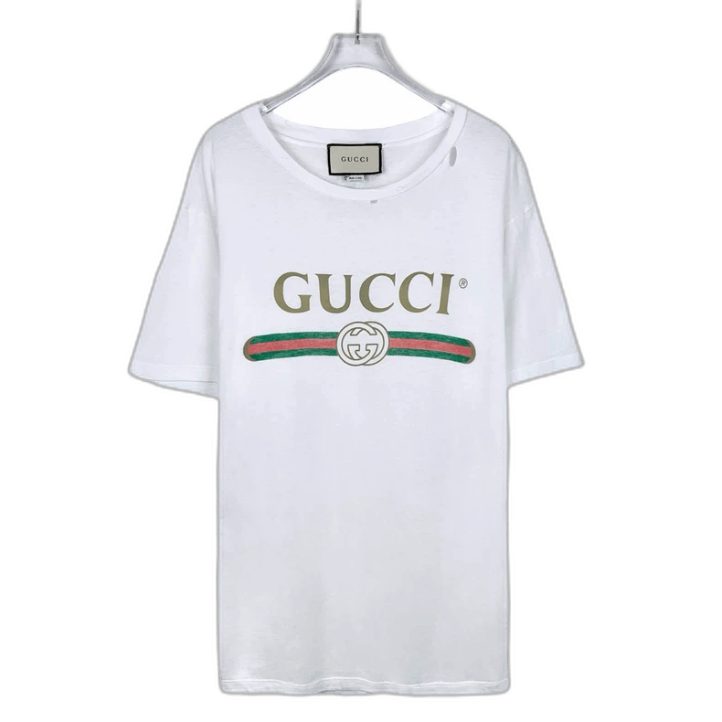 Gucci GUCCI T SHIRT BLACK GG MONOGRAM LOGO WHITE 761525
