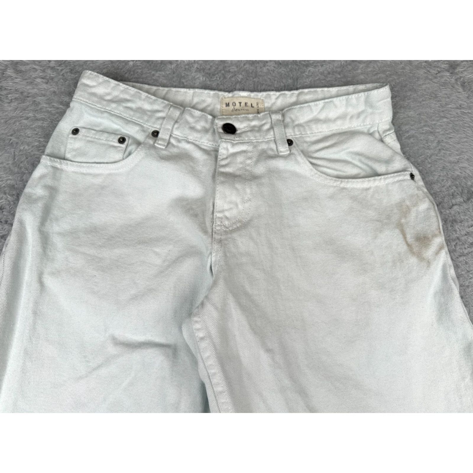 Vintage Motel Jeans Womens Blue Denim 26 30x29 Mid Rise Wide Leg 100% Cotton Distressed Size 26" / US 2 / IT 38 - 5 Thumbnail