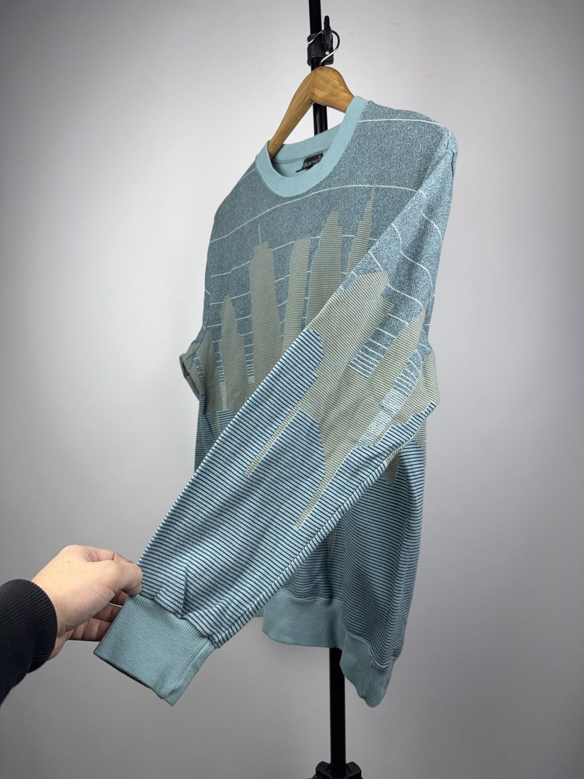 Jockey Vintage 00s Jockey Skyline Knit Sweater Blue City Pattern Size US M / EU 48-50 / 2 - 7 Thumbnail