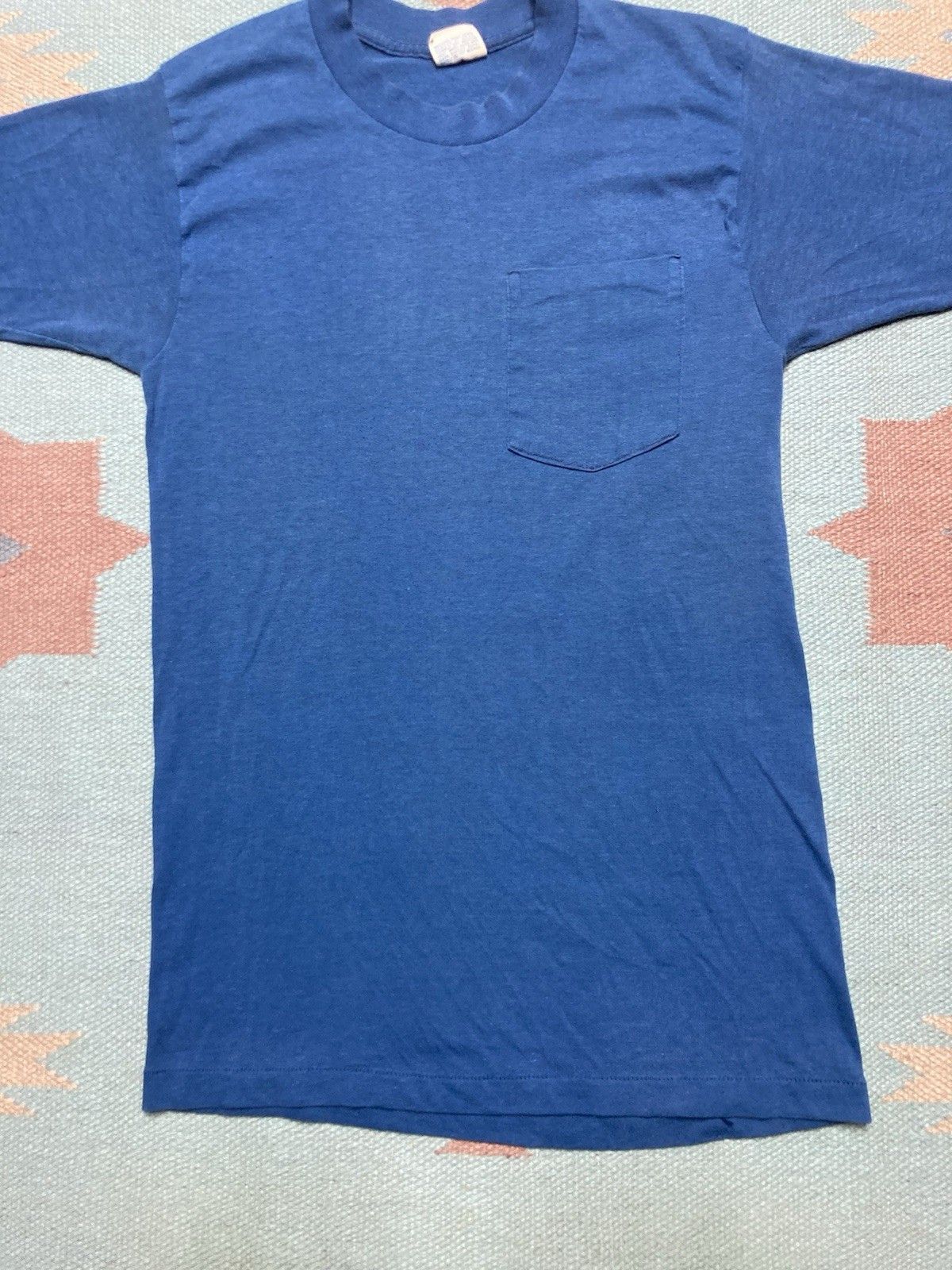Vintage 70s pocket t shirt blank soft single stitch Pelham small Size US S / EU 44-46 / 1 - 2 Thumbnail