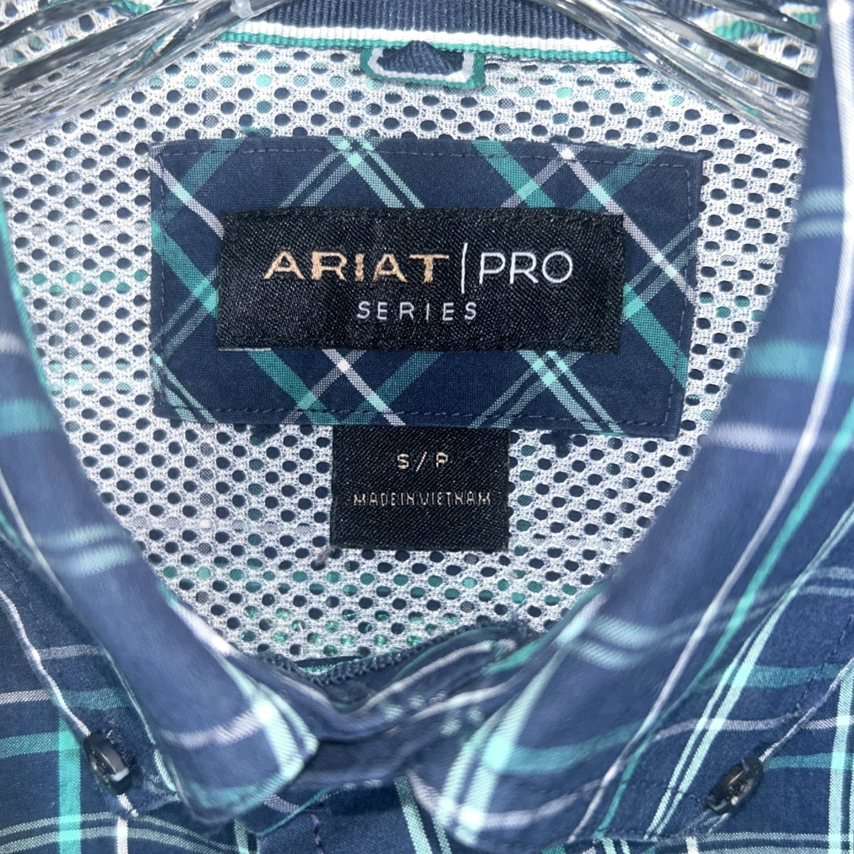 Ariat Ariat Pro Series Shirt Mens Small Button-Down Long Sleeve Plaid Blue Green Western Cowboy Size US S / EU 44-46 / 1 - 3 Thumbnail