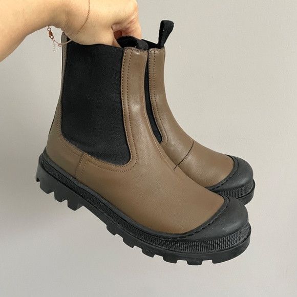 Loewe Loewe Khaki Rubber-Trimmed Leather Chelsea Boots - 5 🇪🇸 Size US 5 / IT 35 - 2 Thumbnail