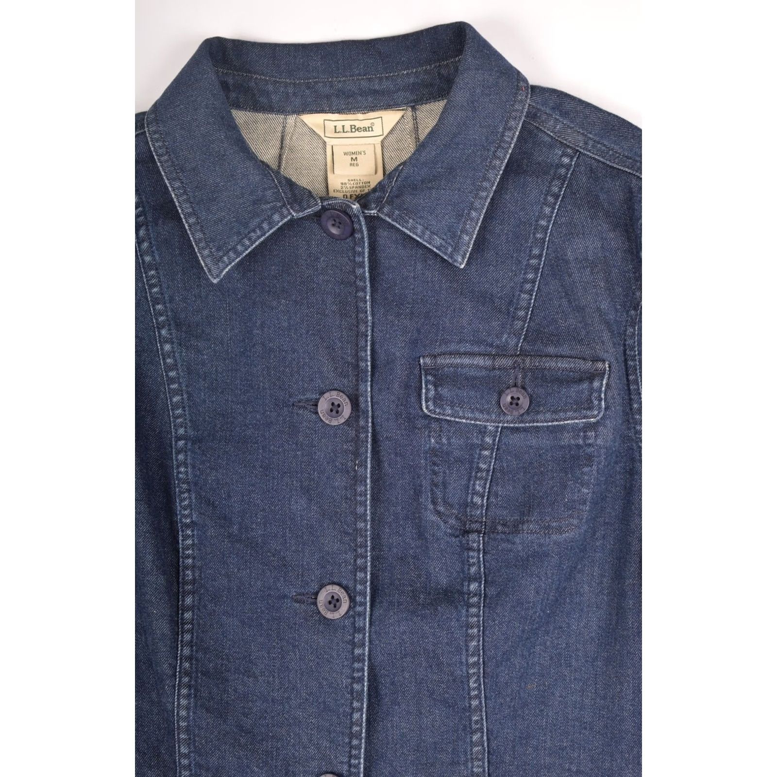 Vintage L.L. Bean Womens Vintage Stretch Denim Front Pockets Jacket M Blue Womens, Front Pockets, Denim, Stretch, Jacket, Vintage, 98% cotton / 2% spandex Size M / US 6-8 / IT 42-44 - 2 Thumbnail