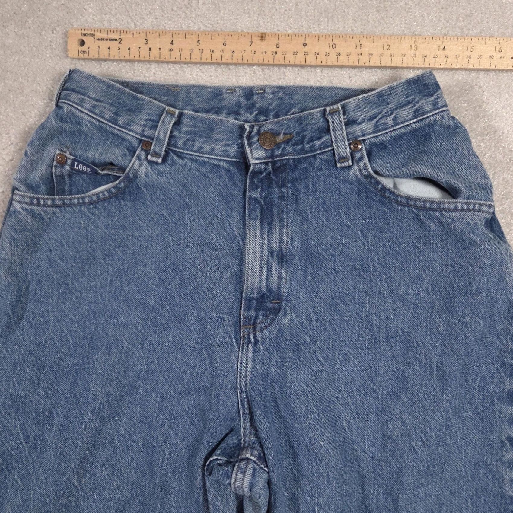 Lee VINTAGE Lee Jeans Womens 12 Blue High Rise Relaxed Tapered 100% Cotton Denim 90s Jeans Womens Mens Ladies? Size 34" / US 12 / IT 48 - 7 Thumbnail