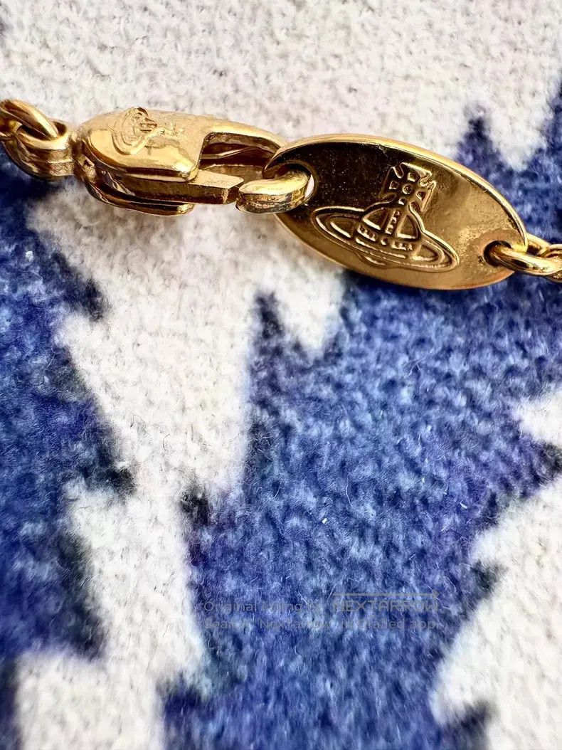 Vivienne Westwood Vivienne Westwood Golden Flat Hollow Saturn Necklace Size ONE SIZE - 7 Thumbnail