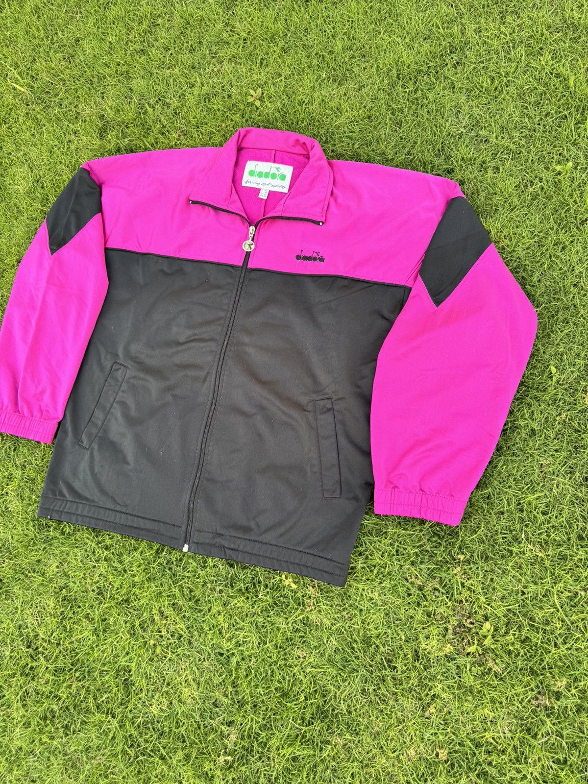 Diadora vintage Diadora nylon windbreaker jacket in pink and black Size US XL / EU 56 / 4 - 2 Thumbnail