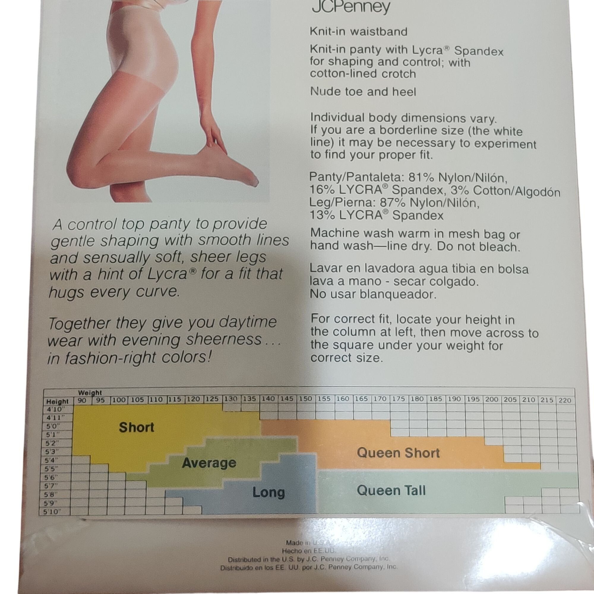 Vintage JCPenney Sheer Caress Tummy Control Top Pantyhose Black Velv Size ONE SIZE - 2 Thumbnail
