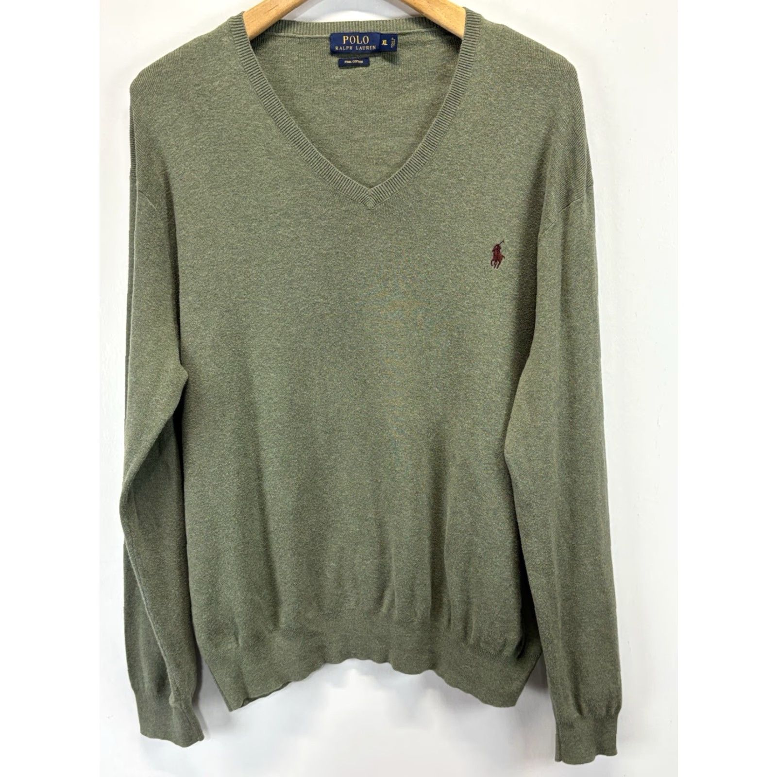 Polo Ralph Lauren VINTAGE Polo Ralph Lauren Sweater Mens XL Pima Cotton V Neck Preppy Green Layering Size US XL / EU 56 / 4 - 2 Thumbnail