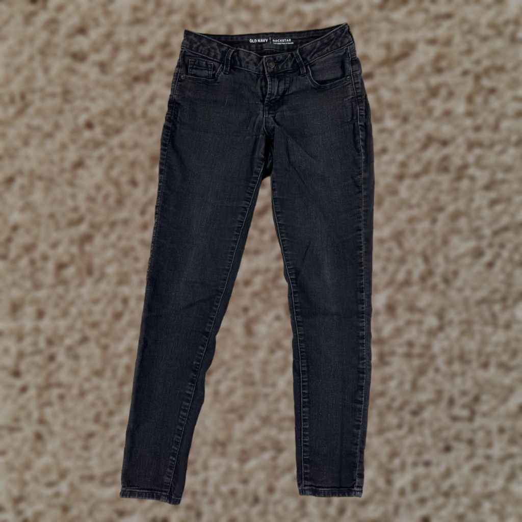 Old Navy Old Navy Rockstar Skinny Jeans Womens 4 Black Low Rise Denim 27" Inseam 90s Retro Size 27" / US 4 / IT 40 - 1 Thumbnail