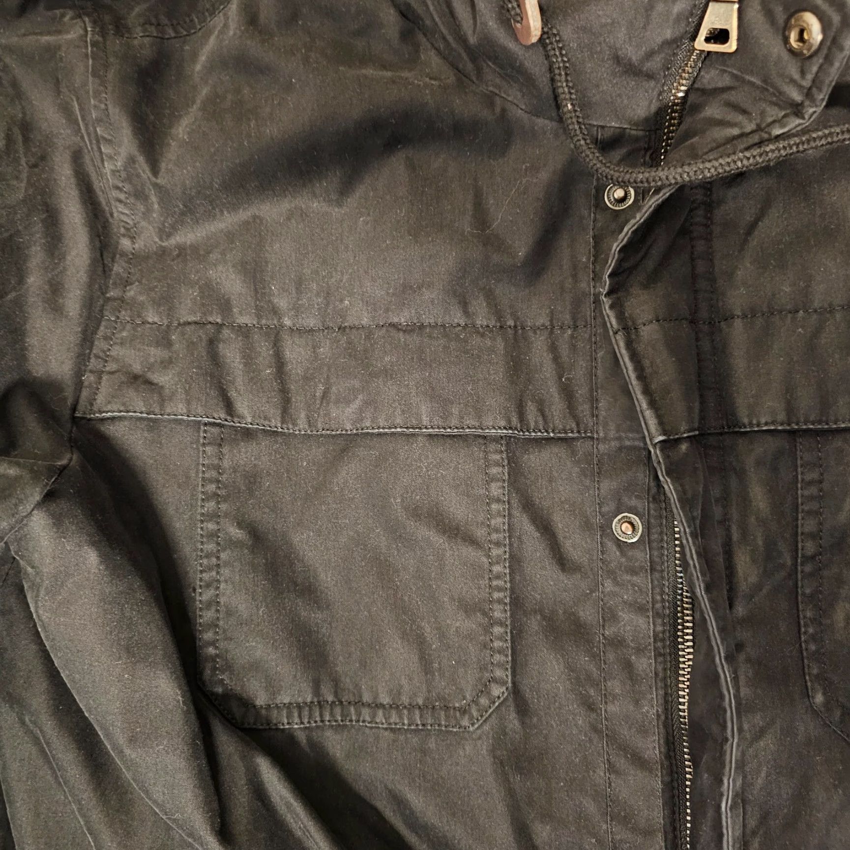 Vintage G.H. Bass & Co. Mens Heavy Cotton Canvas Hoodie Sherpa Size Large Front Bomber Jacket Black Size US L / EU 52-54 / 3 - 3 Thumbnail