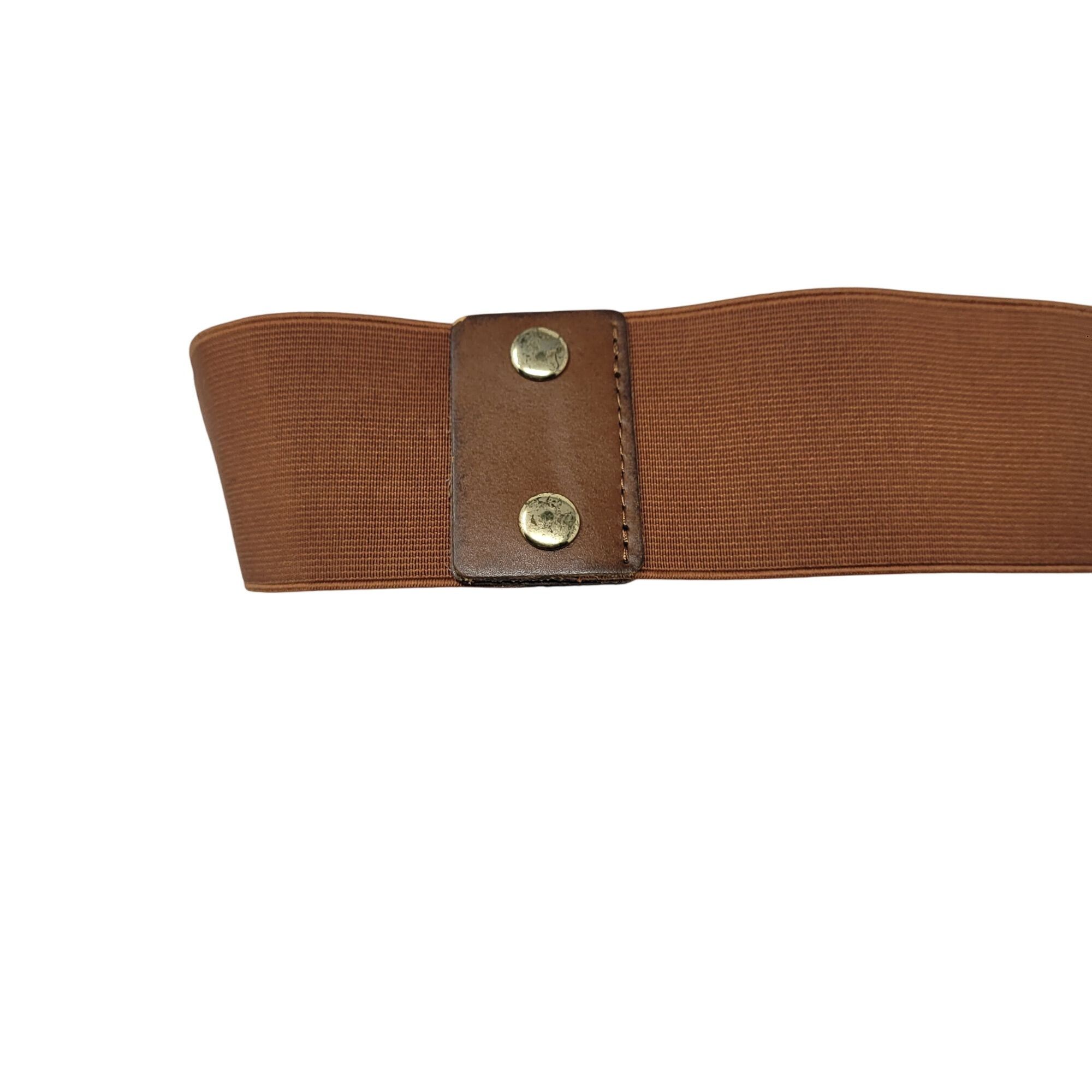 Express Vtg Express Western Wide Brown Leather Stretch Waist Belt Sz Size ONE SIZE - 6 Thumbnail