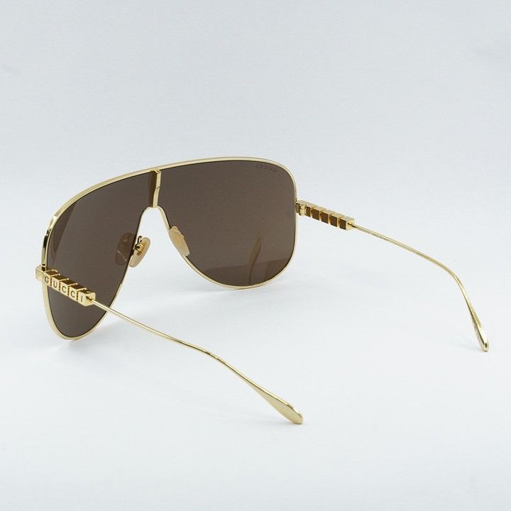 Gucci Gucci GG1436S 002 Sunglasses Gold Shield Frame, Brown Lenses Size ONE SIZE - 11 Thumbnail