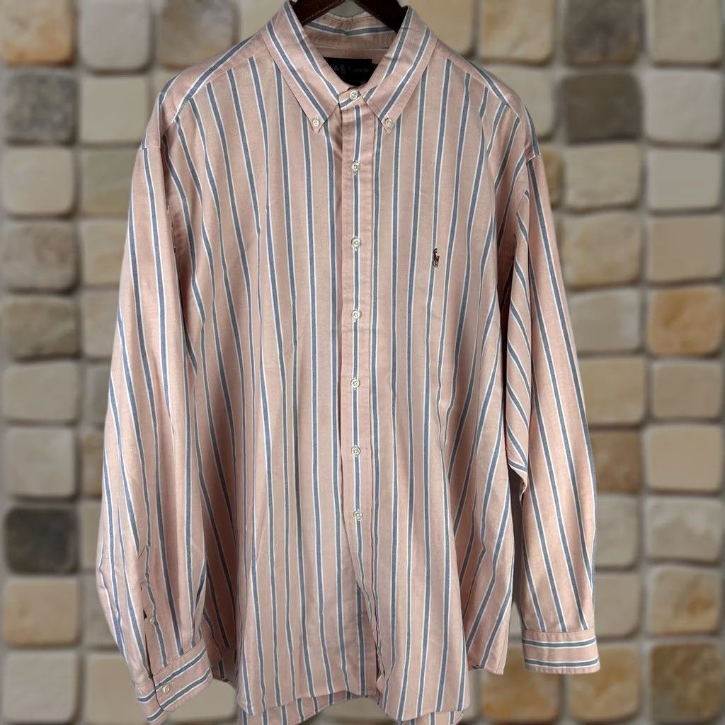 Ralph Lauren Ralph Lauren Shirt Mens 17.5 36/37 Pink Blue Stripe Yarmouth Oxford Button Down Size US XXL / EU 58 / 5 - 1 Thumbnail