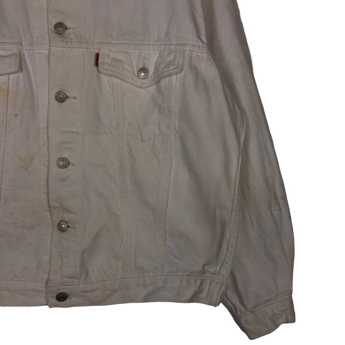 Levi's Vintage Trucker Denim Biker Jacket Levi’s White Rare Colour Size US L / EU 52-54 / 3 - 5 Thumbnail