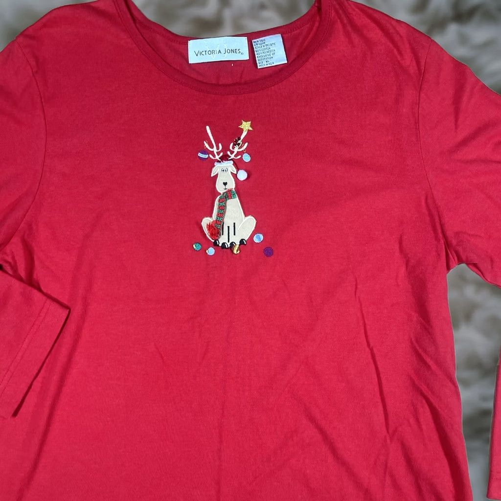 Vintage Victoria Jones Shirt Womens XL Red Long Sleeve Cotton-Polyester Blend Vintage: No Size XL / US 12-14 / IT 48-50 - 1 Thumbnail