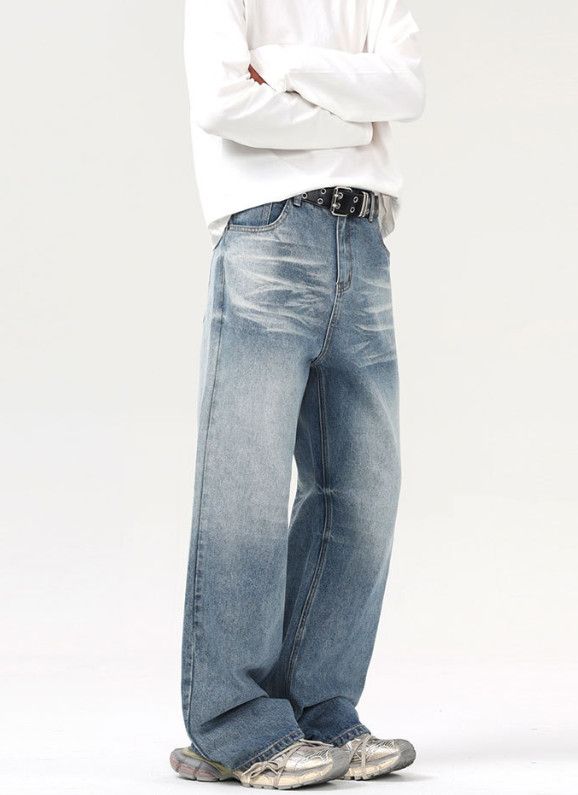 Japanese Brand American straight loose lightning wash jeans for men Size US 32 / EU 48 - 4 Thumbnail