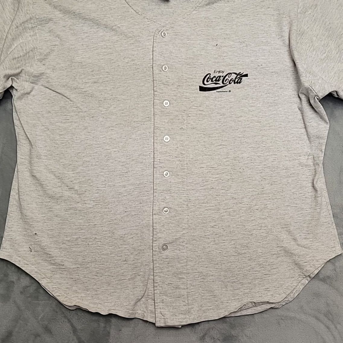 Vintage VTG Coca Cola Baseball Jersey Shirt Men XL Gray Made In USA Promo Streetwear 90s Size US XL / EU 56 / 4 - 2 Thumbnail
