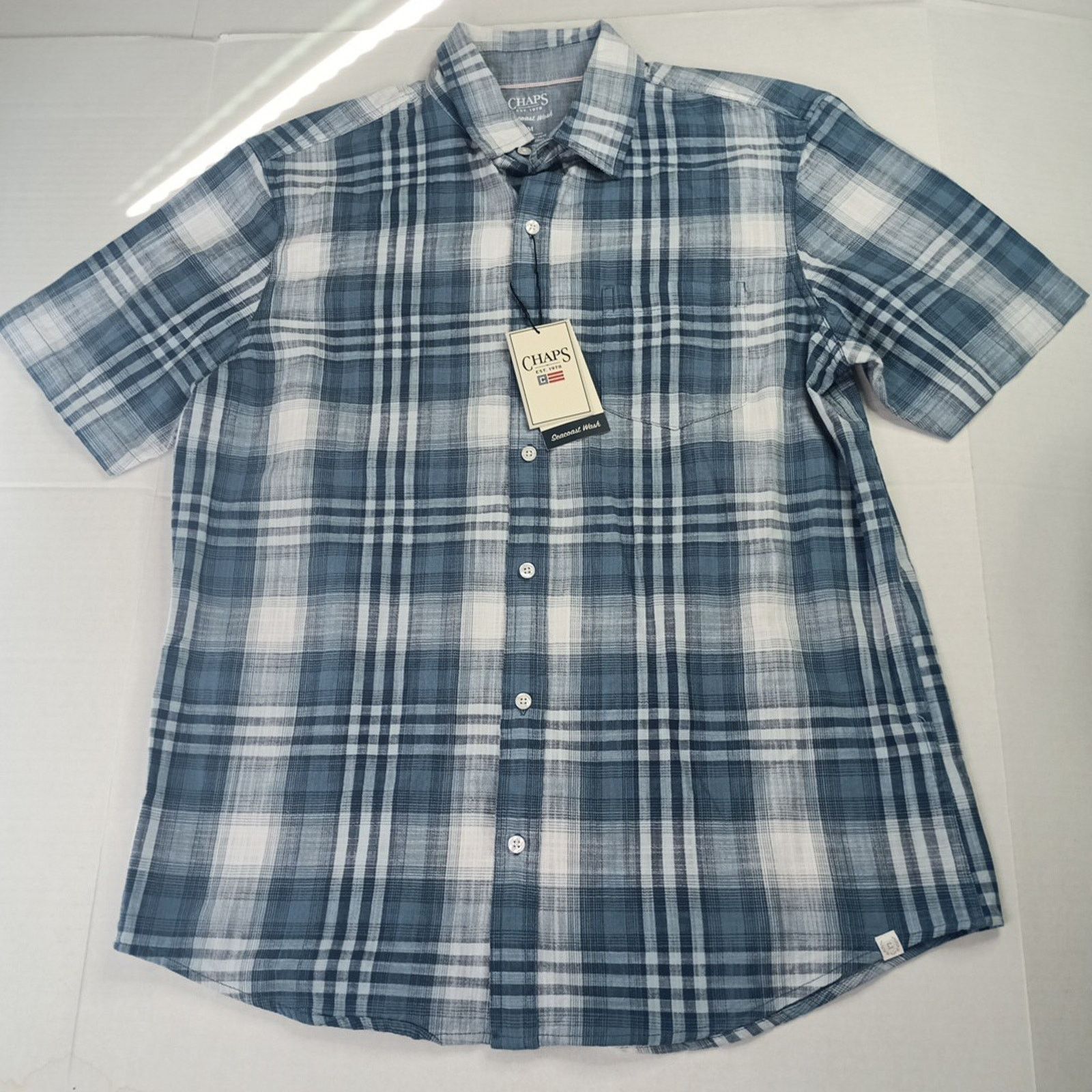 Chaps Chaps Seacoast Wash Chambray Woven Shirt Men's M Blue Plaid Size US M / EU 48-50 / 2 - 1 Thumbnail