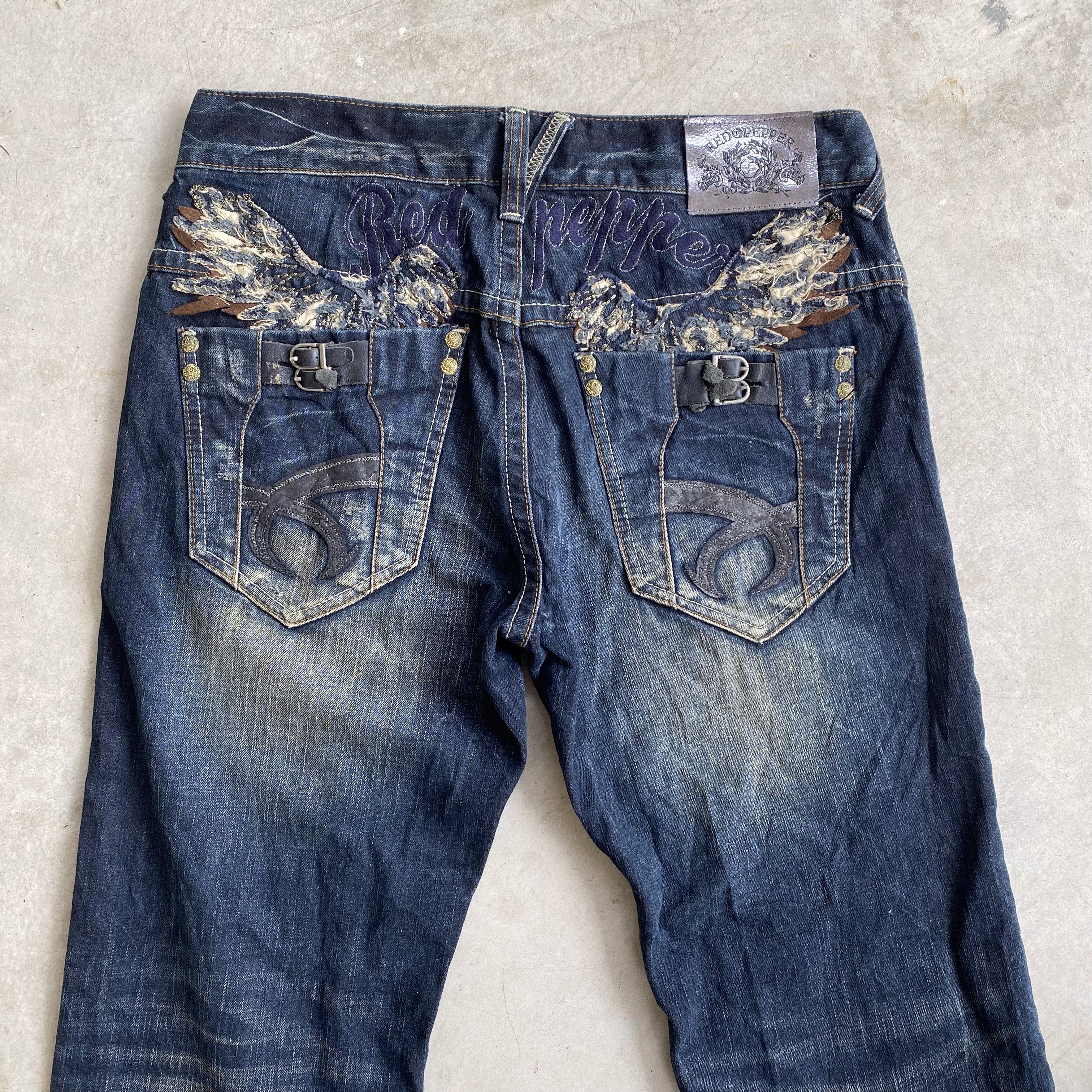 Vintage 90s Vintage Red Pepper Feather Wing Mudwash Jeans Size US 32 / EU 48 - 6 Thumbnail