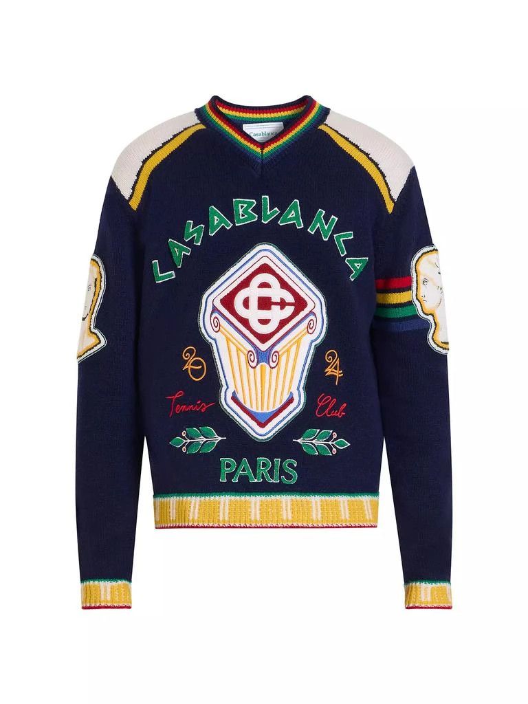 Casablanca os11x0725 Venus As A Boy Fraternity Wool V-Neck Sweater Size US M / EU 48-50 / 2 - 1 Thumbnail