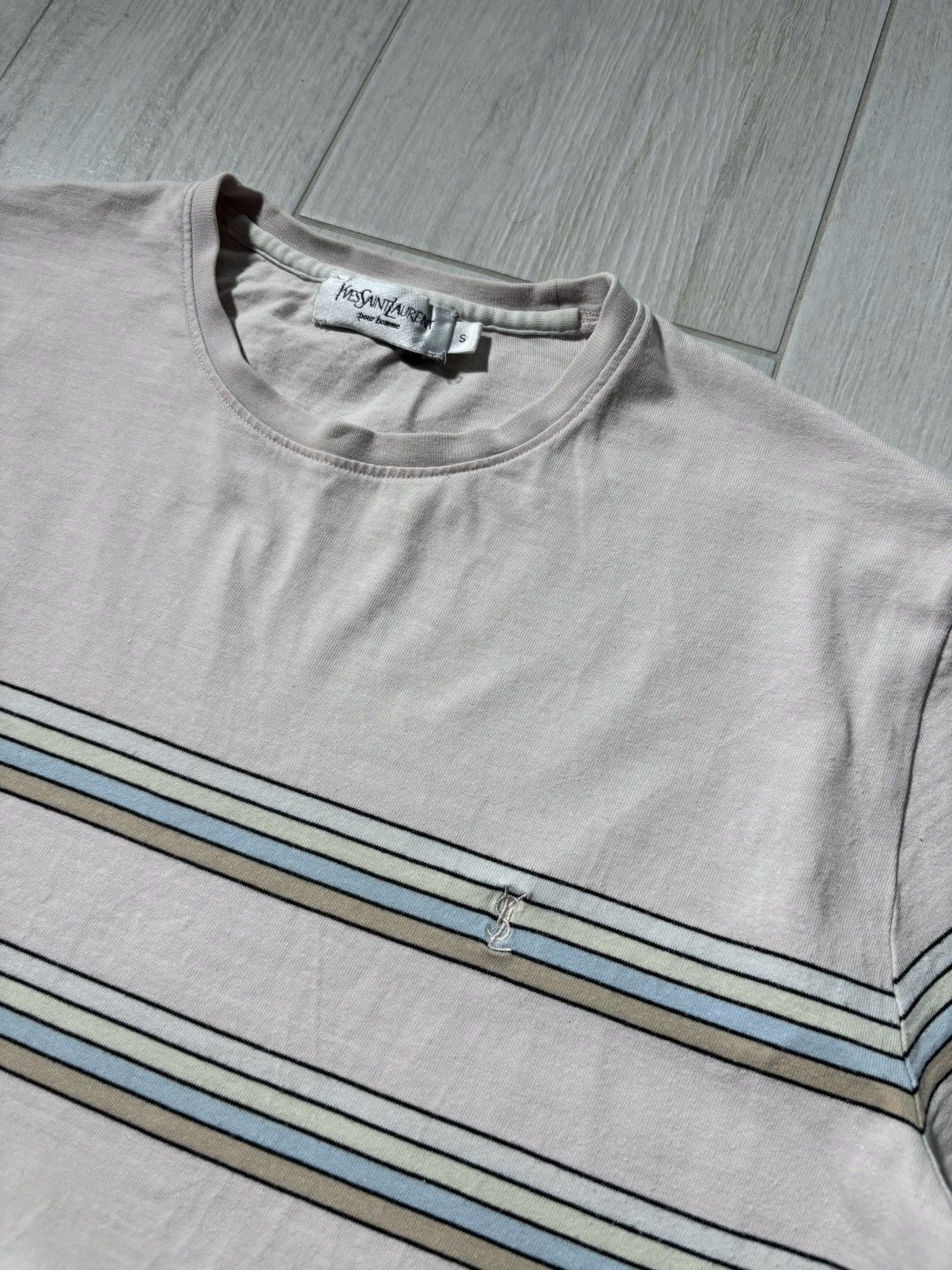 Yves Saint Laurent Yves Saint Laurent Tshirt Vintage YSL Logo Striped Size US S / EU 44-46 / 1 - 3 Thumbnail