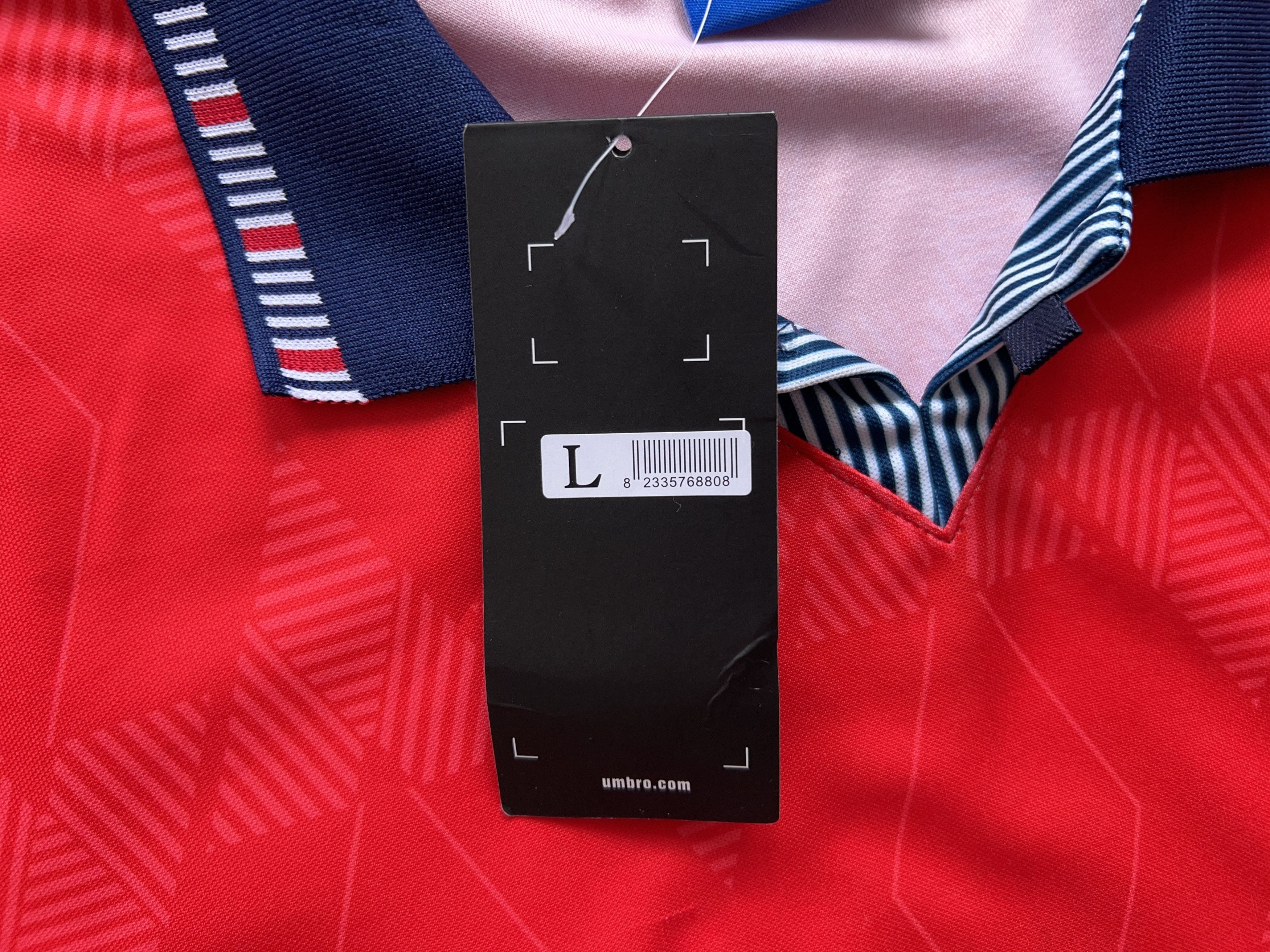 Umbro England National Team 1992 1993 Reproduction T Shirt Jersey Size US L / EU 52-54 / 3 - 3 Thumbnail