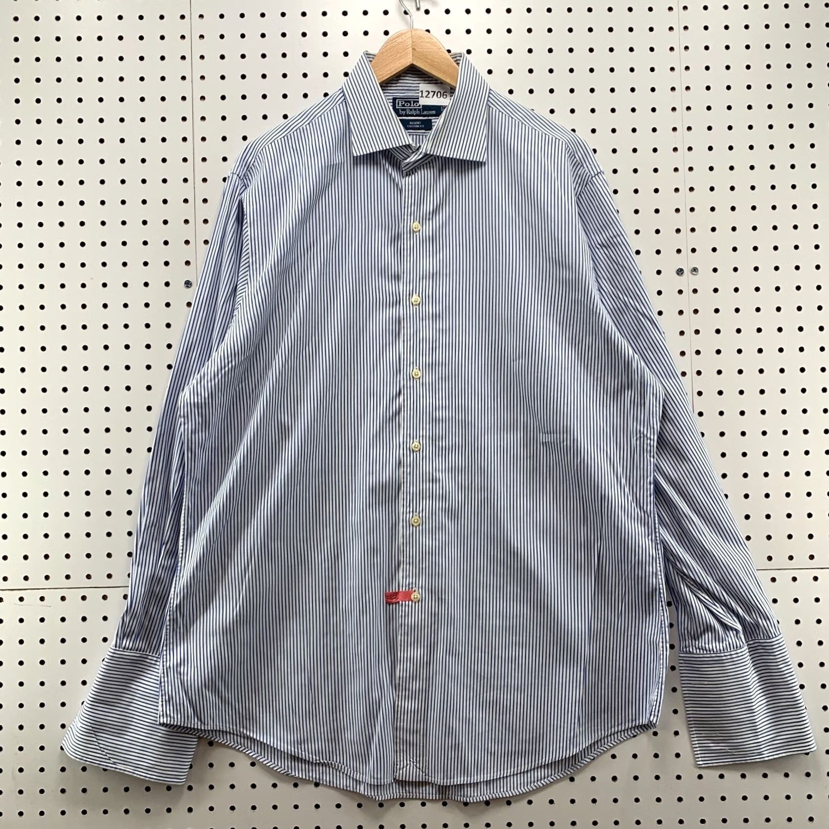 Polo Ralph Lauren Polo Ralph Lauren Shirt Mens Blue White Striped Button Long Sleeve 17 34 Regular Cotton Polo Ralph Lauren Shirt) Size US XL / EU 56 / 4 - 2 Thumbnail