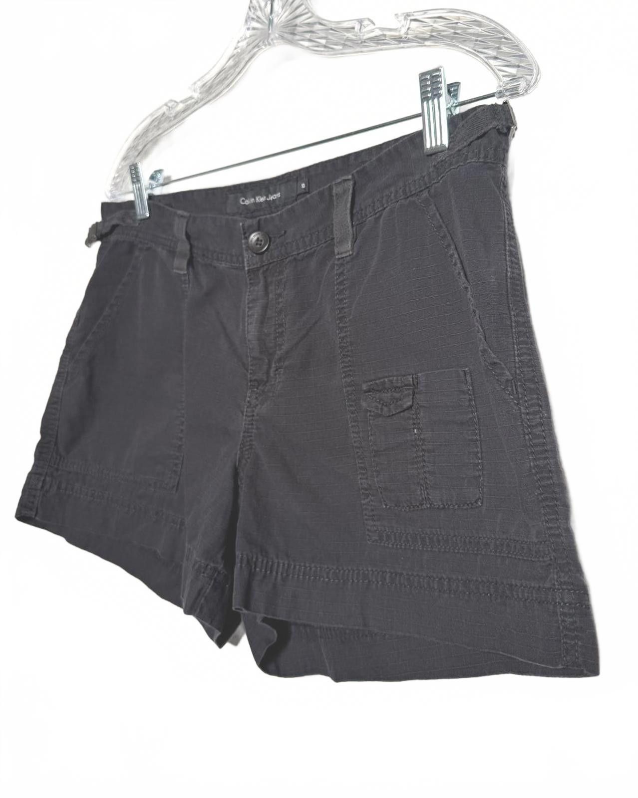 Calvin Klein Y2K Soft Grunge Black Cargo Shorts Size 32" / US 10 / IT 46 - 2 Thumbnail