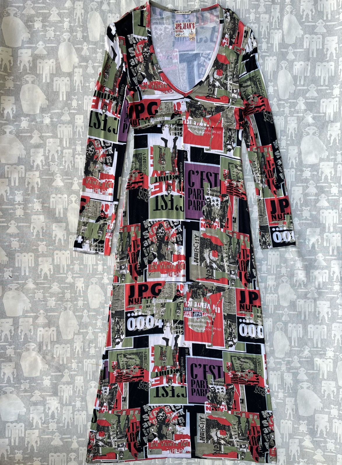 chinese dress ladies Retrolicious Newspaper Print Cotton Flare Dress Small
