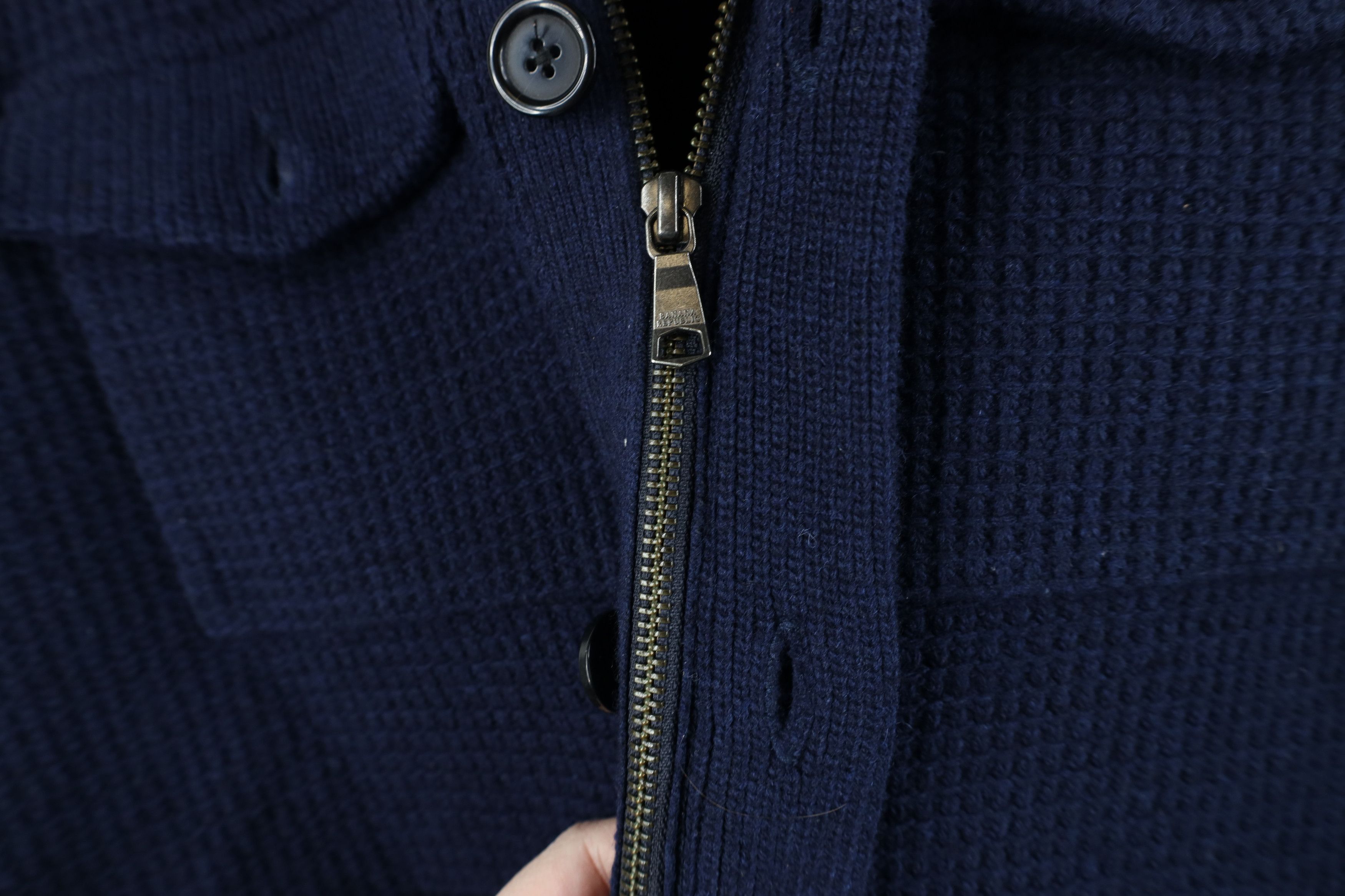 Banana Republic Banana Republic Italian Merino Wool Thermal Knit Jacket Blue Size US M / EU 48-50 / 2 - 9 Thumbnail