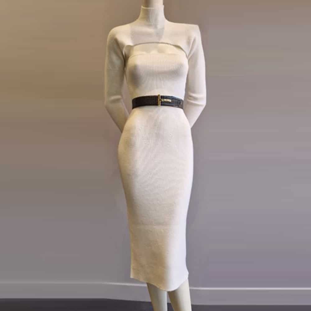 Tom Ford o1loc1c0924 ACK327 Knitted Dress in White Size M / US 6-8 / IT 42-44 - 1 Thumbnail