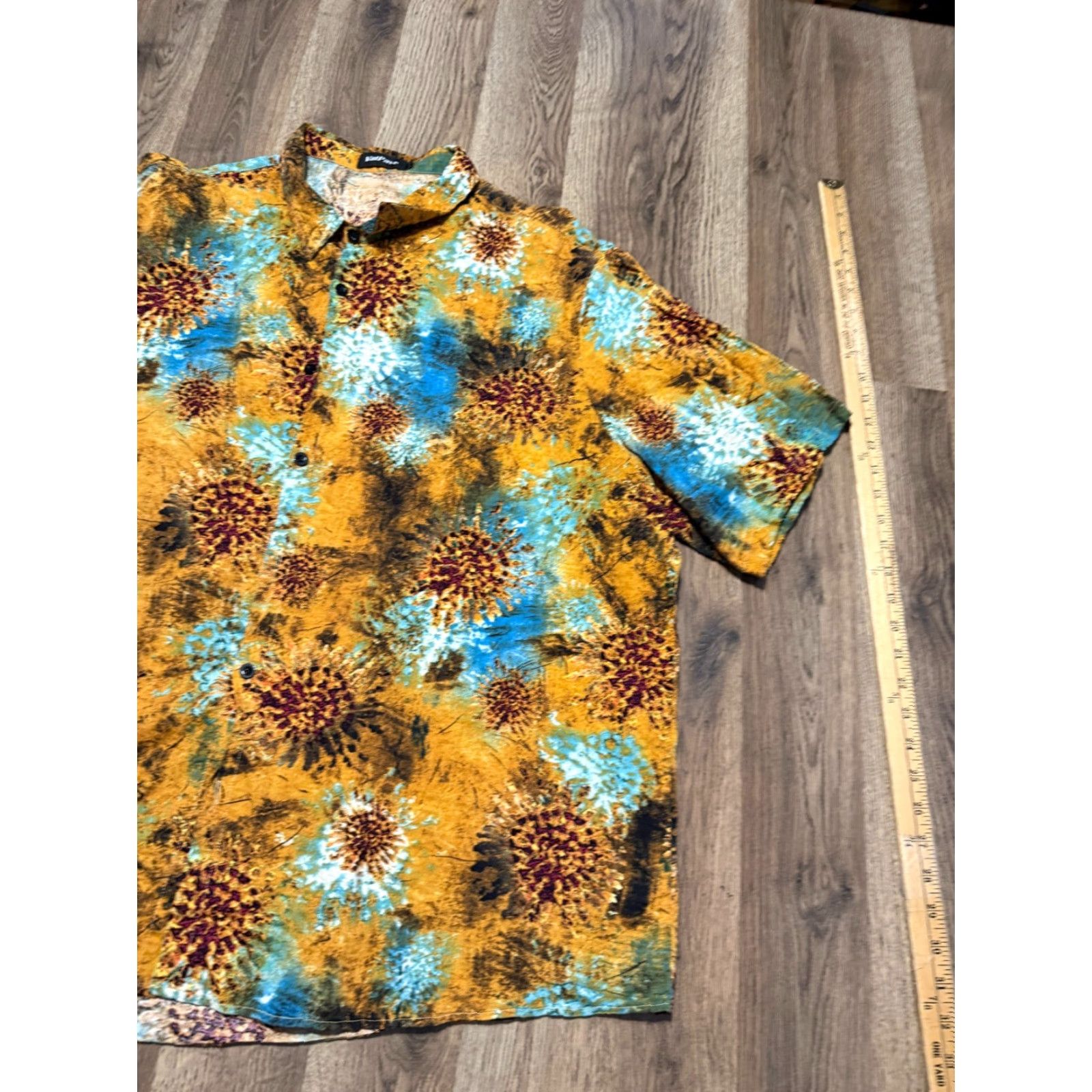 Sunflower VatPave Shirts Men 3XL Yellow Blue Sunflower Short Sleeve Button Up Shirt Size US XXL / EU 58 / 5 - 2 Thumbnail