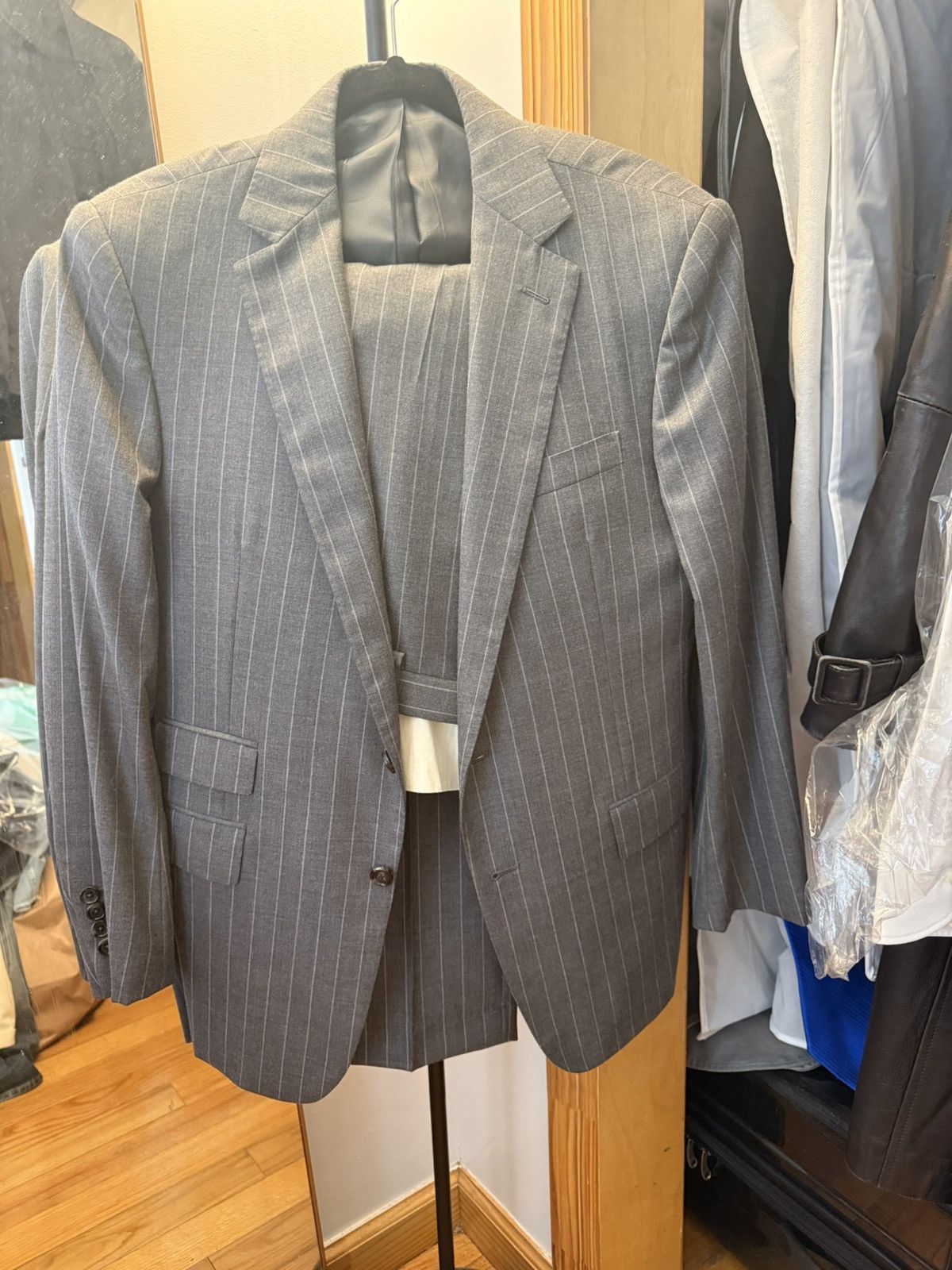 Ralph Lauren Purple Label RLPL grey stripe suit Size 38R - 2 Thumbnail