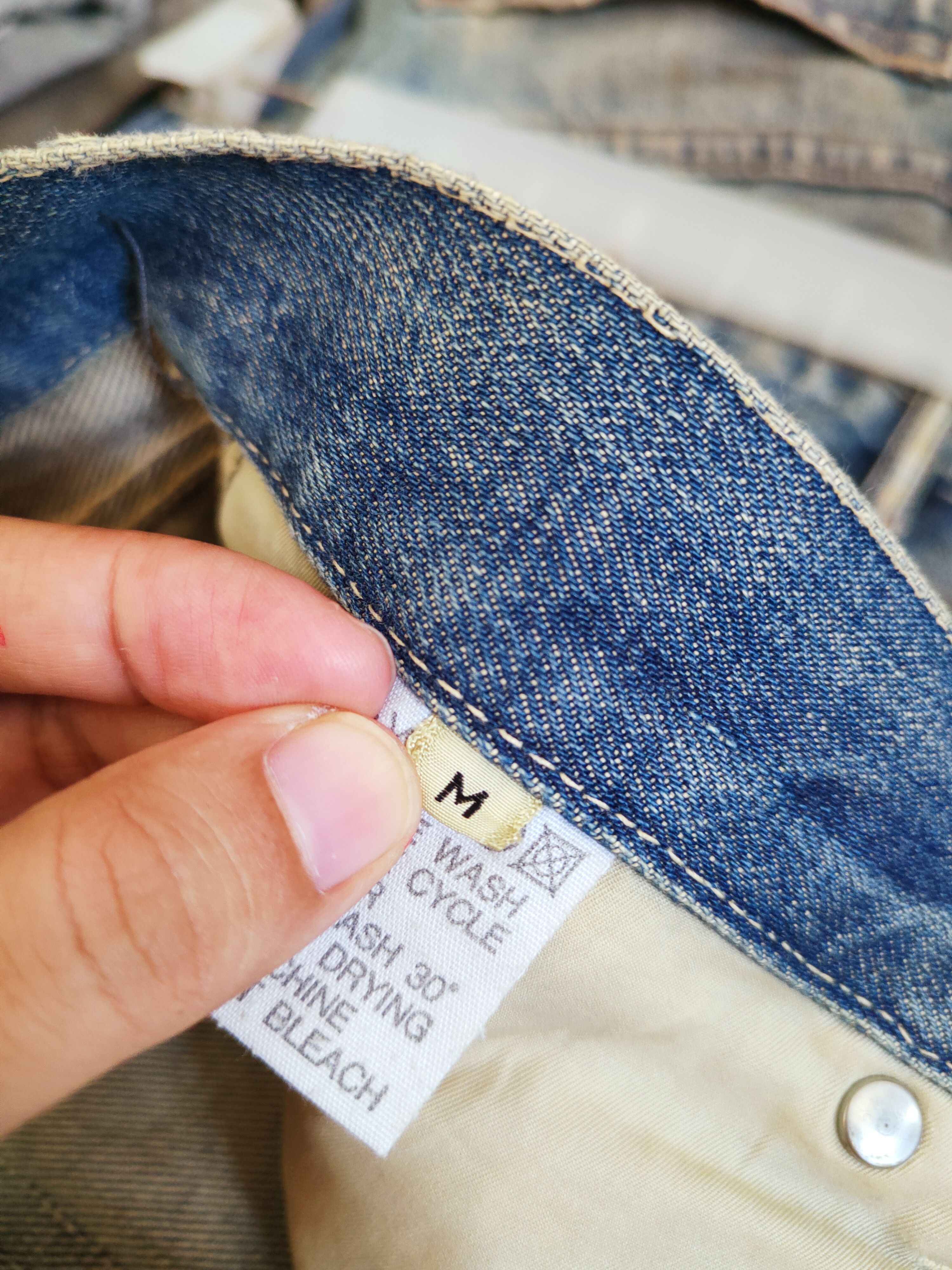 Japanese Brand Viridian Dark Blue Faded Distressed Ripped Jeans #W615 Size 31" - 16 Thumbnail